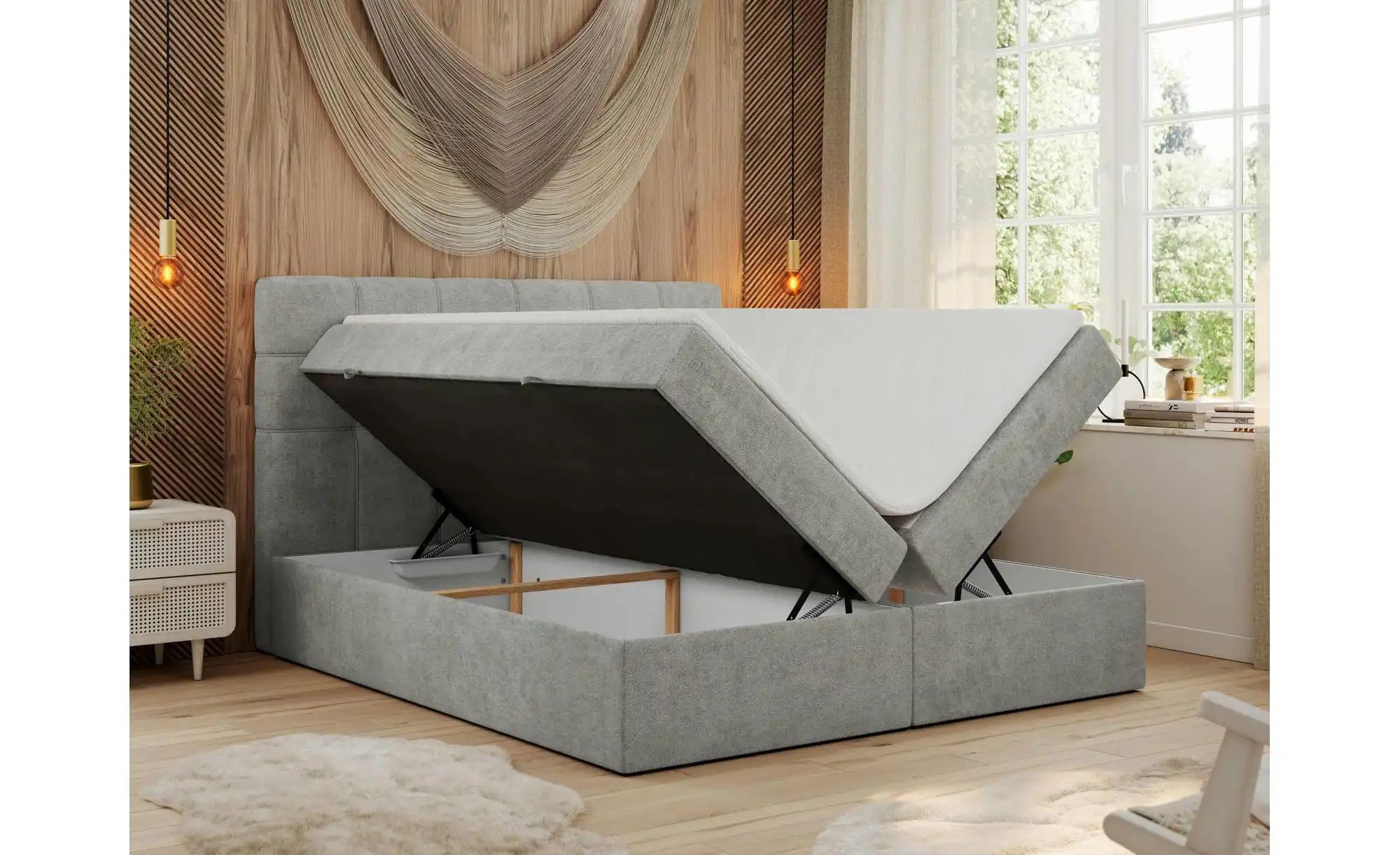 Boxbett mit Bettkasten Erni ¦ grau ¦ Maße (cm): H: 110 Betten > Polsterbett günstig online kaufen