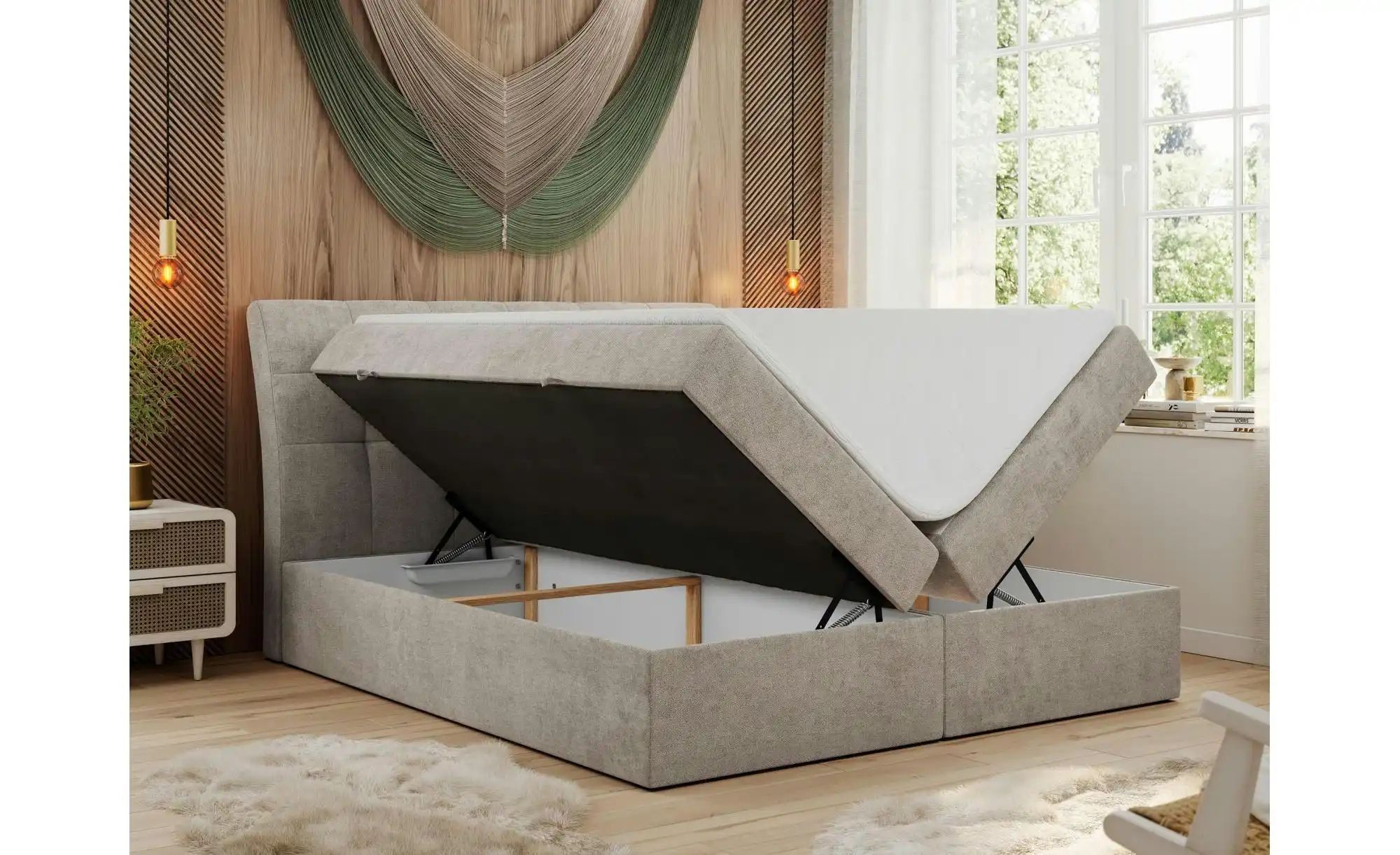 Thumbnail - Boxbett mit Bettkasten Diegos ¦ beige ¦ Maße (cm): B: 160 H: 118 Betten > Komfortbetten - Höffner