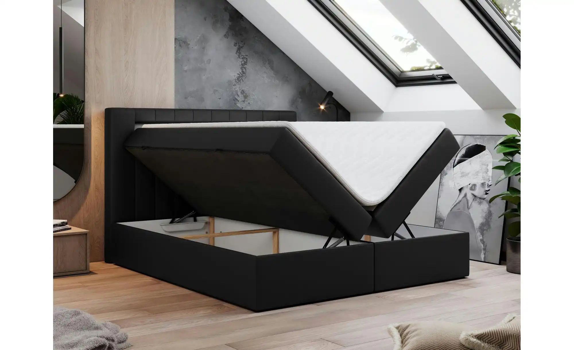 Boxbett mit Bettkasten Gold 5 ¦ schwarz ¦ Maße (cm): H: 103 Betten > Komfor günstig online kaufen