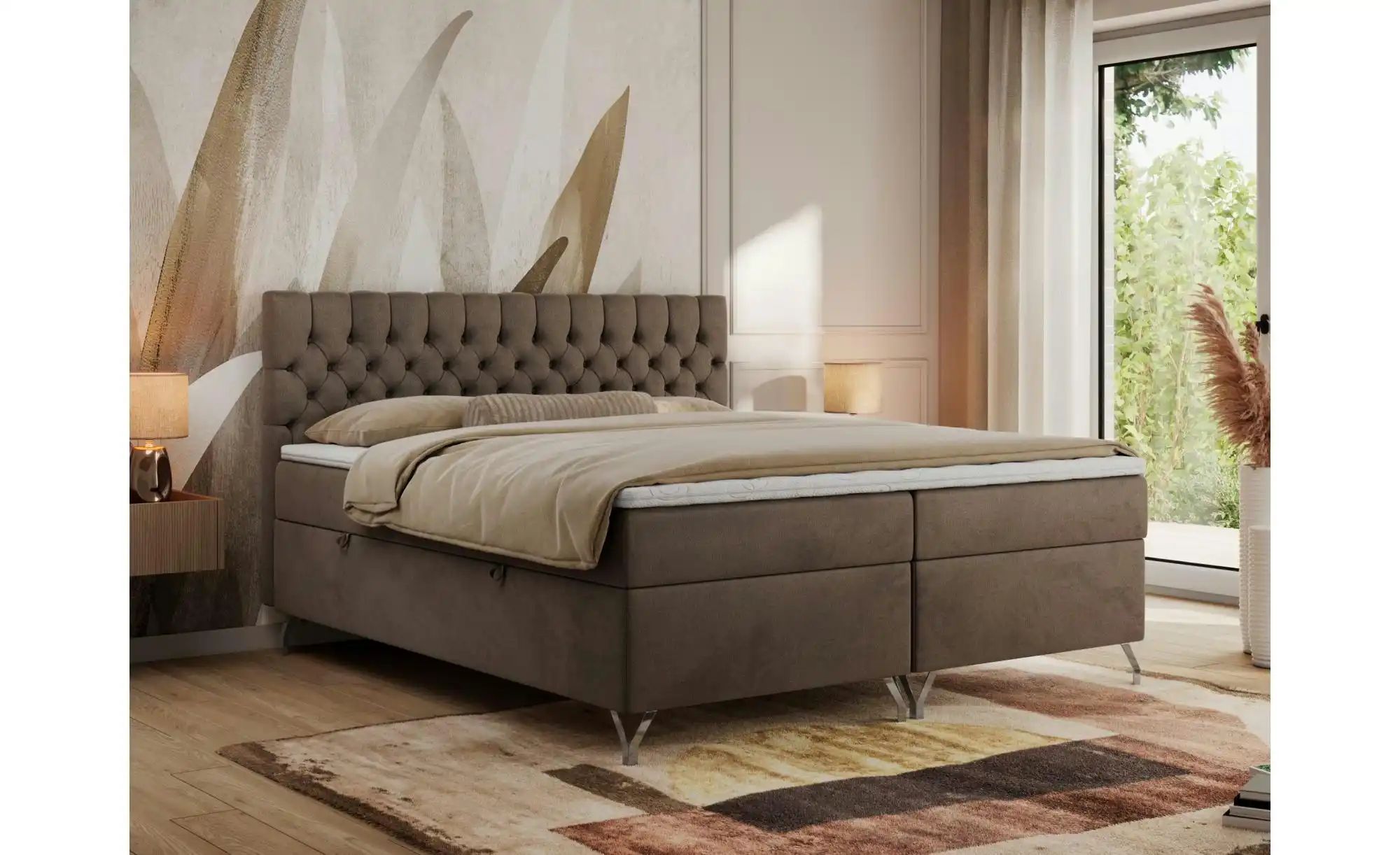 Boxbett mit Bettkasten Grimaldi ¦ braun ¦ Maße (cm): H: 115 Betten > Komfor günstig online kaufen