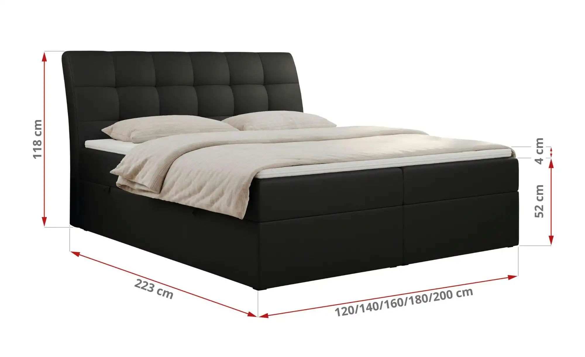 Thumbnail - Boxbett mit Bettkasten Diegos ¦ schwarz ¦ Maße (cm): B: 180 H: 118 Betten > Komfortbetten - Höffner