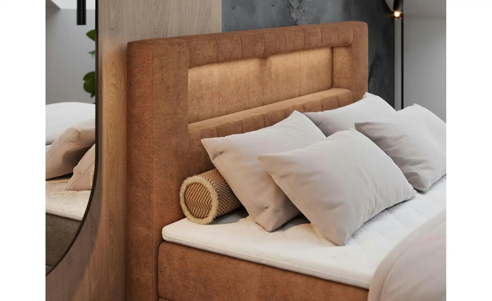 Thumbnail - Boxbett mit Bettkasten Gold 5 ¦ orange ¦ Maße (cm): B: 200 H: 103 Betten > Komfortbetten - Höffner