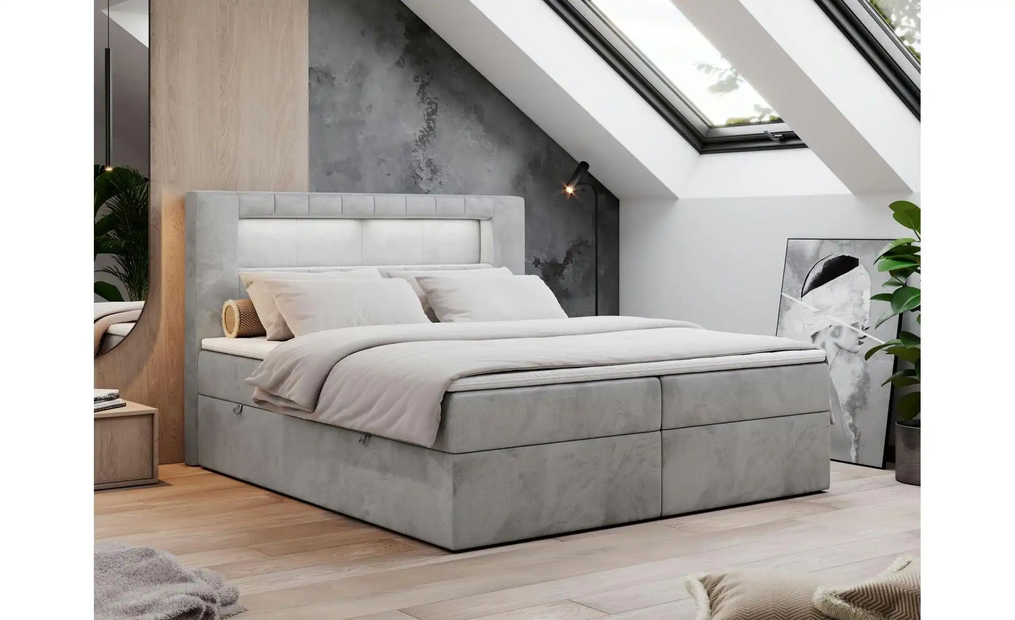 Boxbett mit Bettkasten Gold 5 ¦ grau ¦ Maße (cm): H: 103 Betten > Komfortbe günstig online kaufen