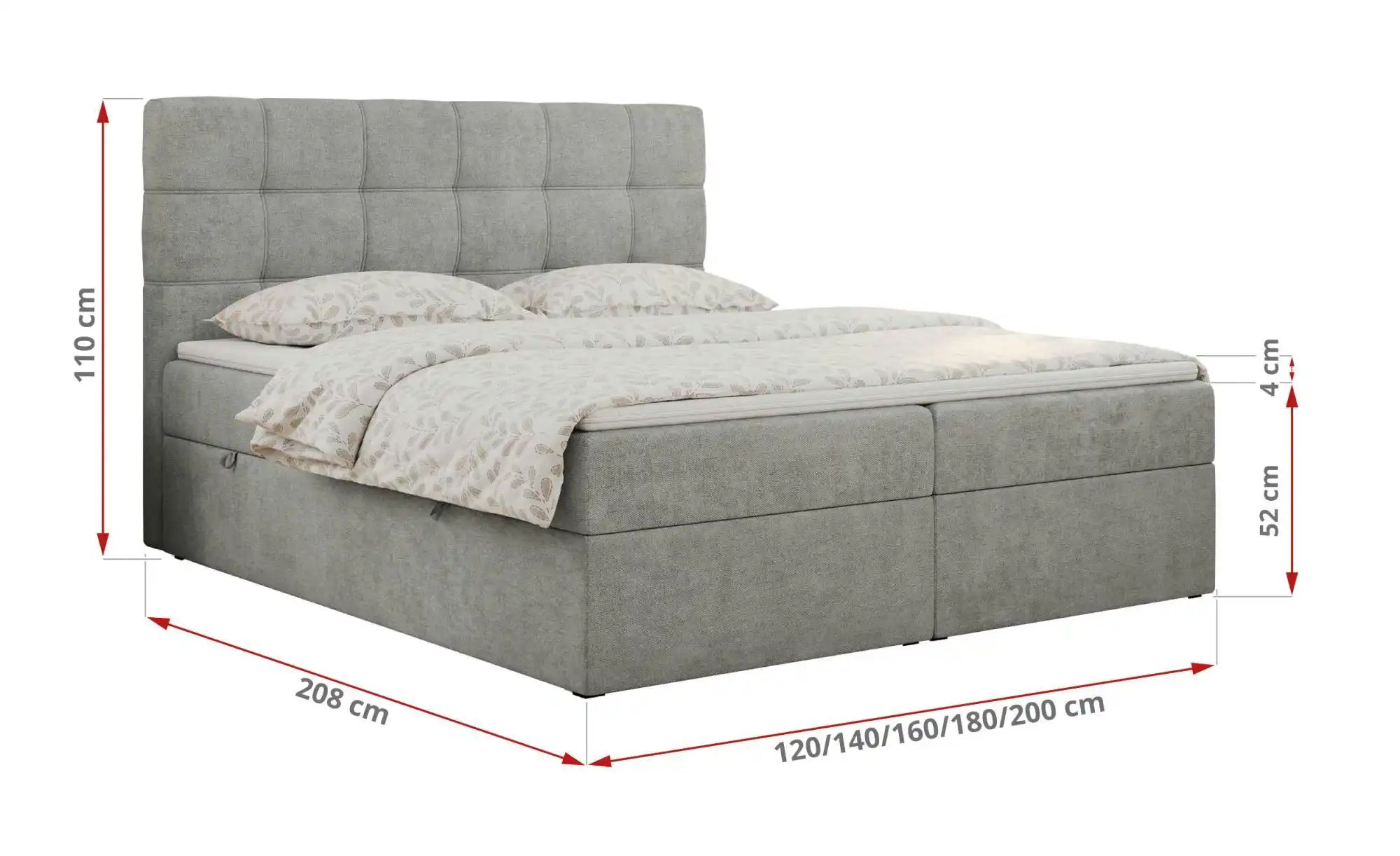 Boxbett mit Bettkasten Erni ¦ grau ¦ Maße (cm): H: 110 Betten > Komfortbett günstig online kaufen