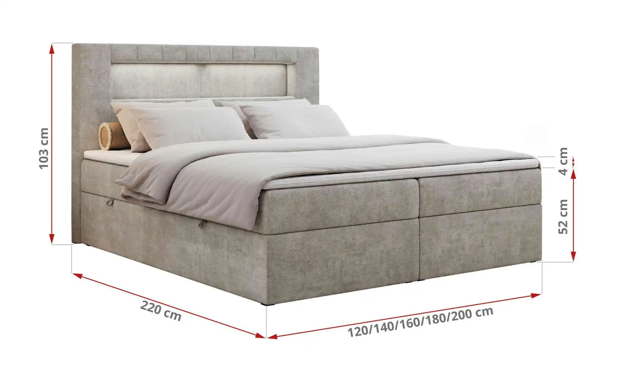Boxbett mit Bettkasten Gold 5 ¦ beige ¦ Maße (cm): H: 103 Betten > Komfortb günstig online kaufen