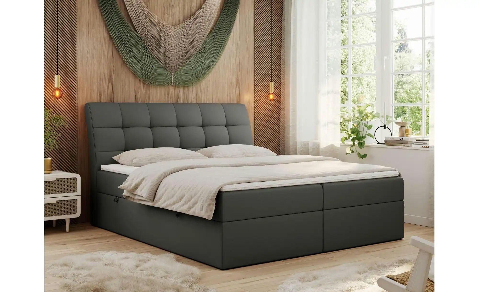 Boxbett mit Bettkasten Diegos ¦ grau ¦ Maße (cm): H: 118 Betten > Komfortbe günstig online kaufen