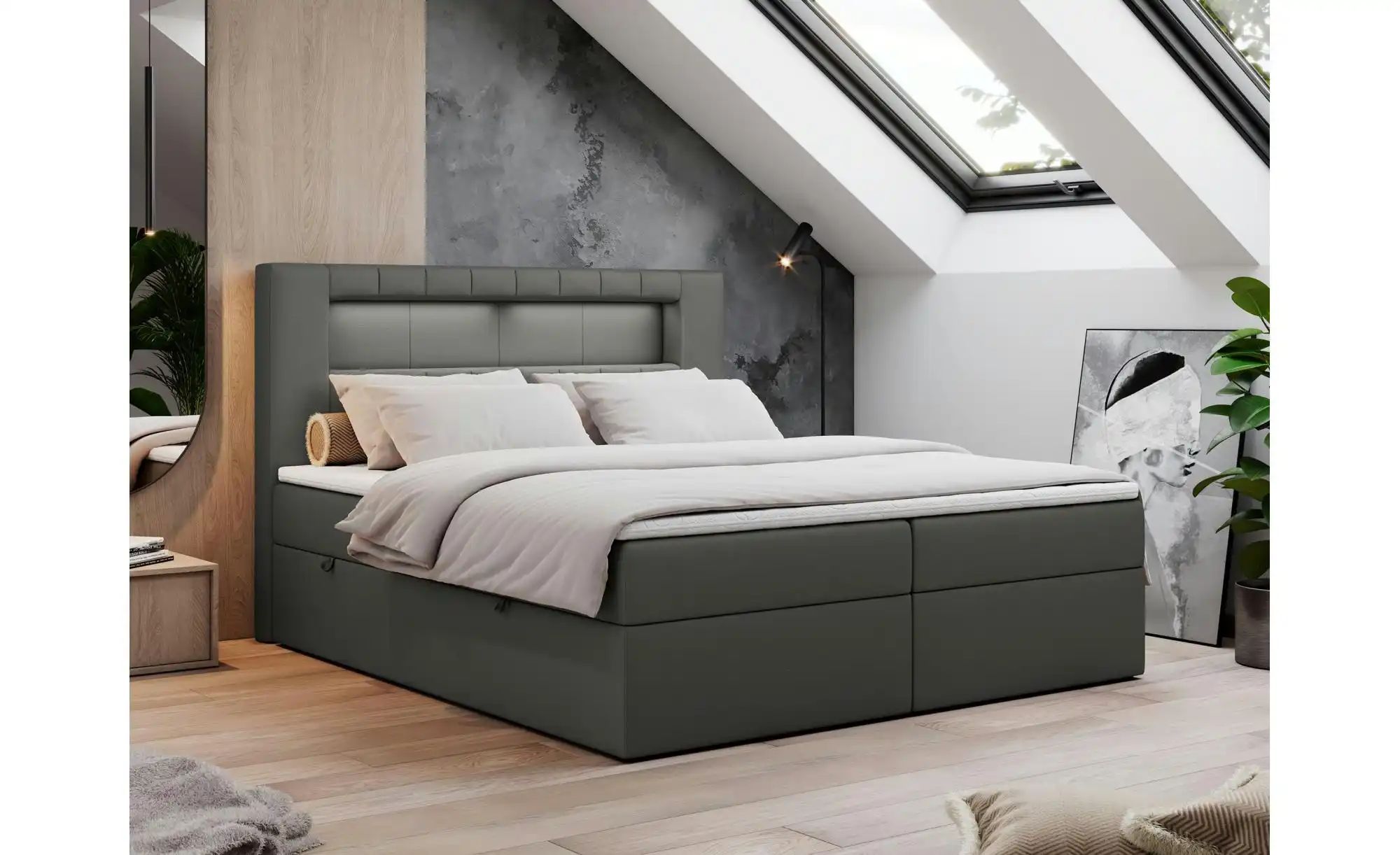 Boxbett mit Bettkasten Gold 5 ¦ grau ¦ Maße (cm): H: 103 Betten > Komfortbe günstig online kaufen