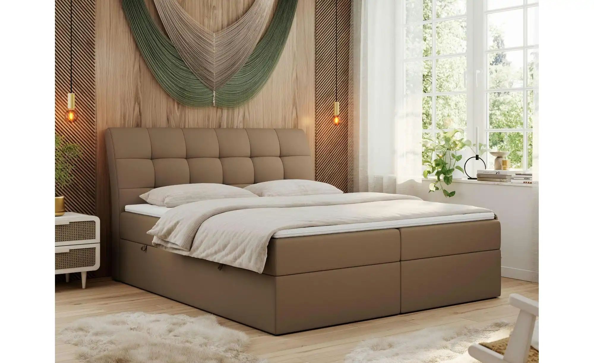 Boxbett mit Bettkasten Diegos ¦ braun ¦ Maße (cm): H: 118 Betten > Komfortb günstig online kaufen