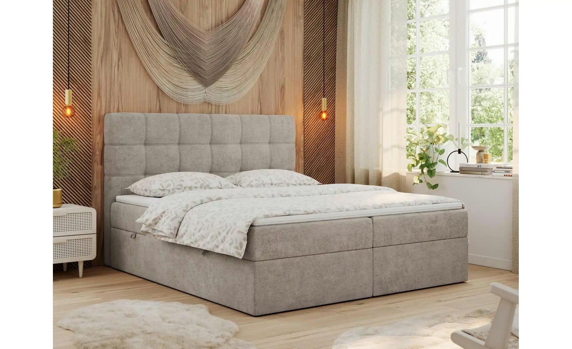Boxbett mit Bettkasten Erni ¦ beige ¦ Maße (cm): H: 110 Betten > Komfortbet günstig online kaufen