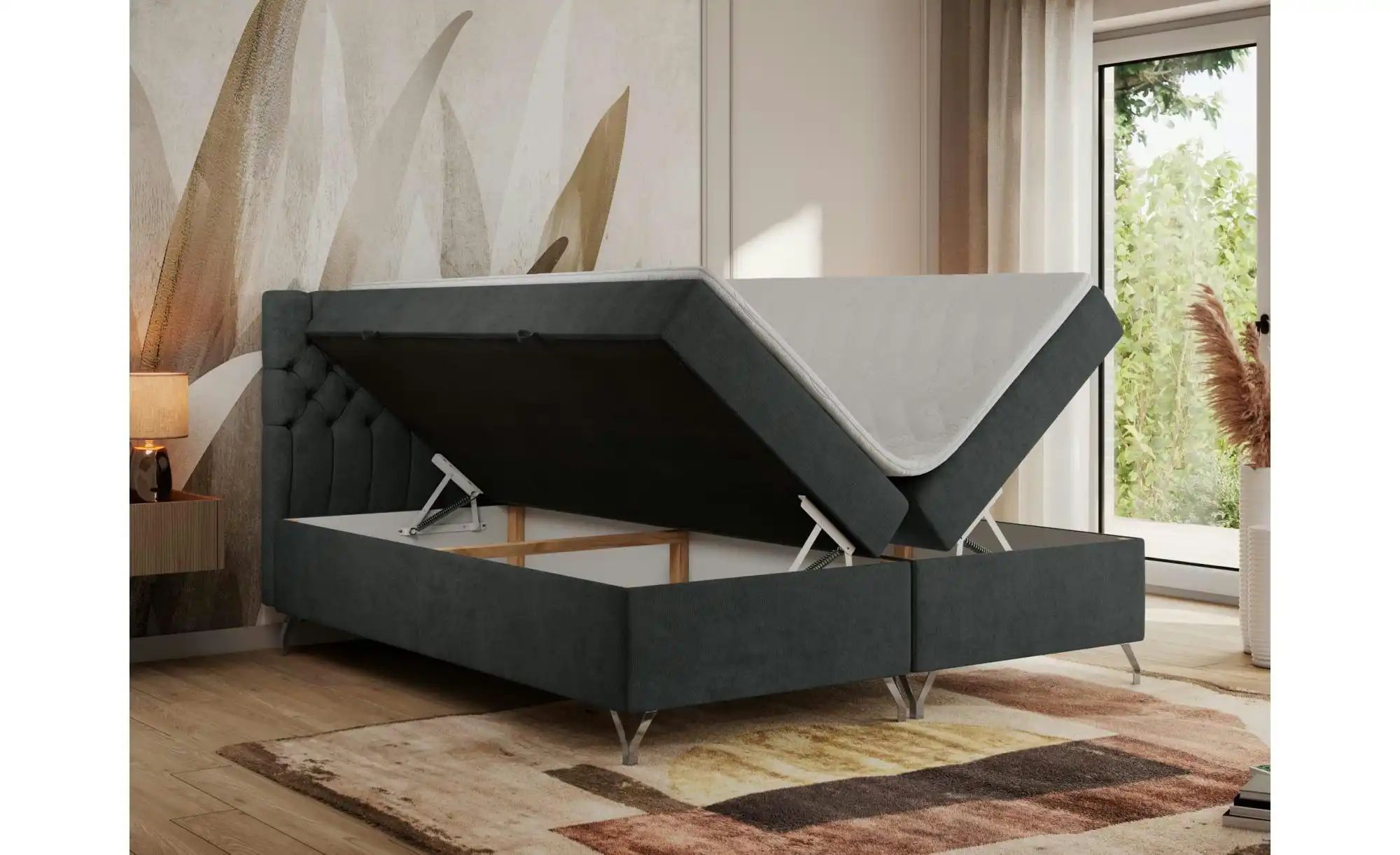 Boxbett mit Bettkasten Grimaldi ¦ grau ¦ Maße (cm): H: 115 Betten > Komfort günstig online kaufen