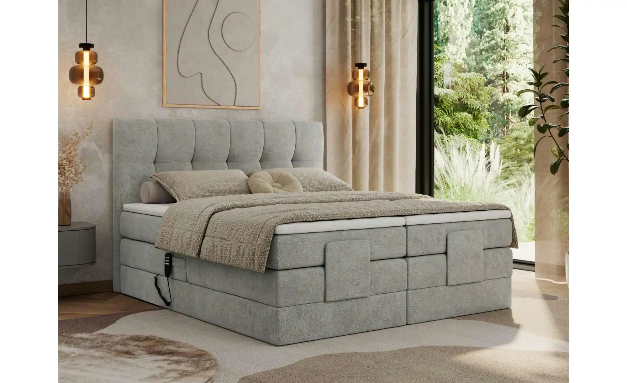 Motor Boxspringbett mit Bettkasten Vittoria ¦ grau ¦ Maße (cm): B: 148 H: 1 günstig online kaufen