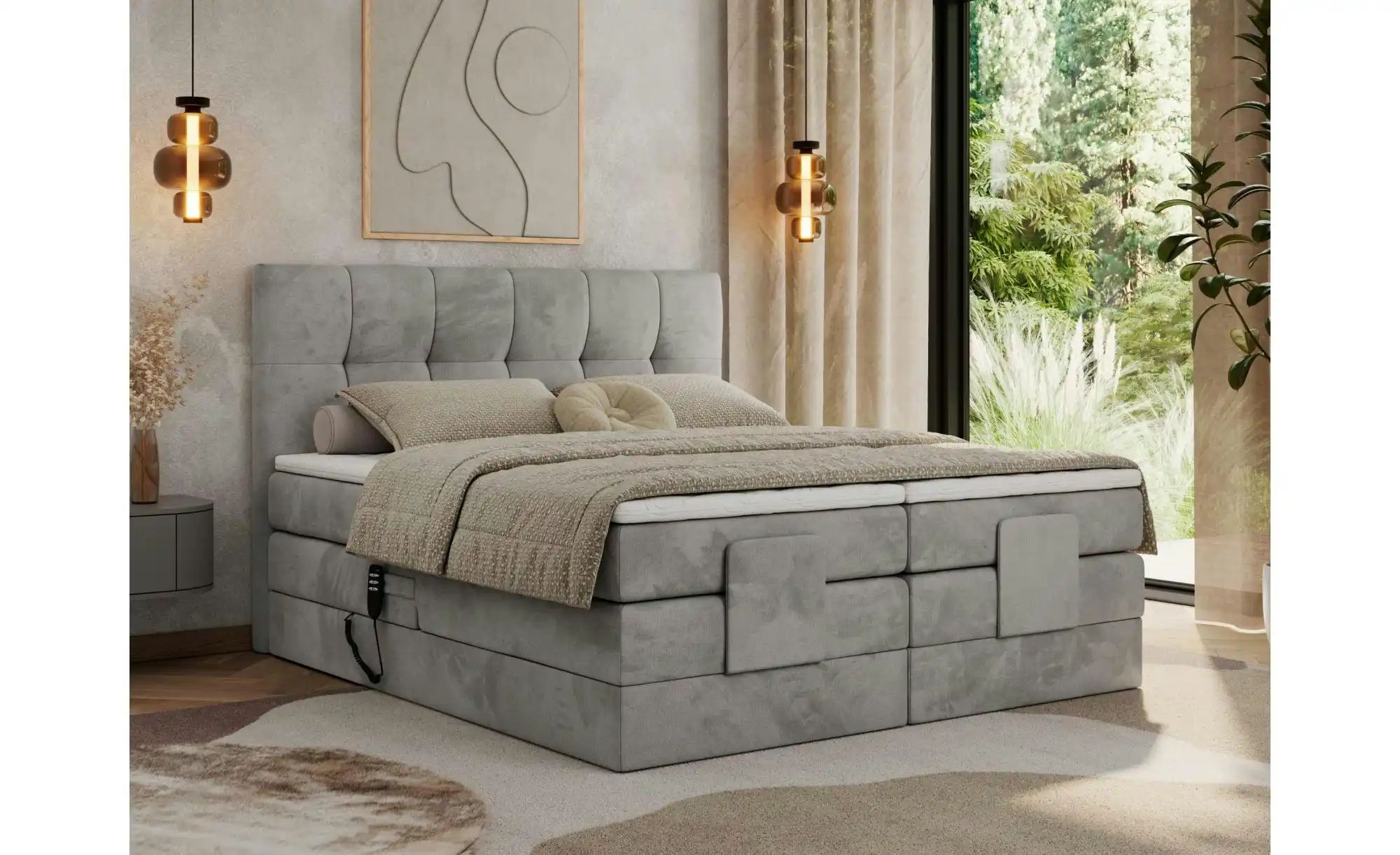 Motor Boxspringbett mit Bettkasten Vittoria ¦ grau ¦ Maße (cm): B: 168 H: 1 günstig online kaufen