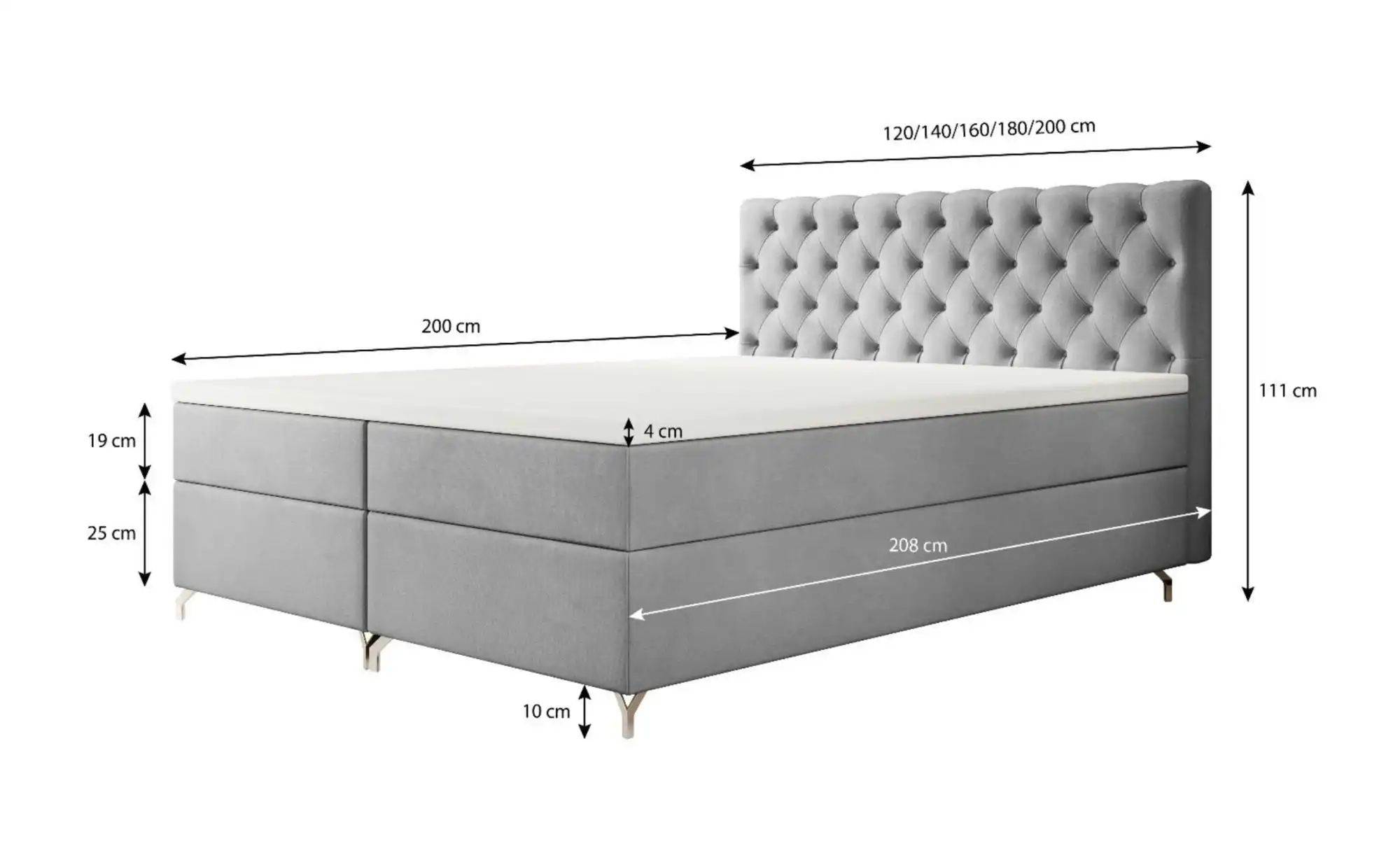Boxbett   ¦ grau ¦ Maße (cm): B: 140 H: 111 Betten > Komfortbetten - Höffne günstig online kaufen