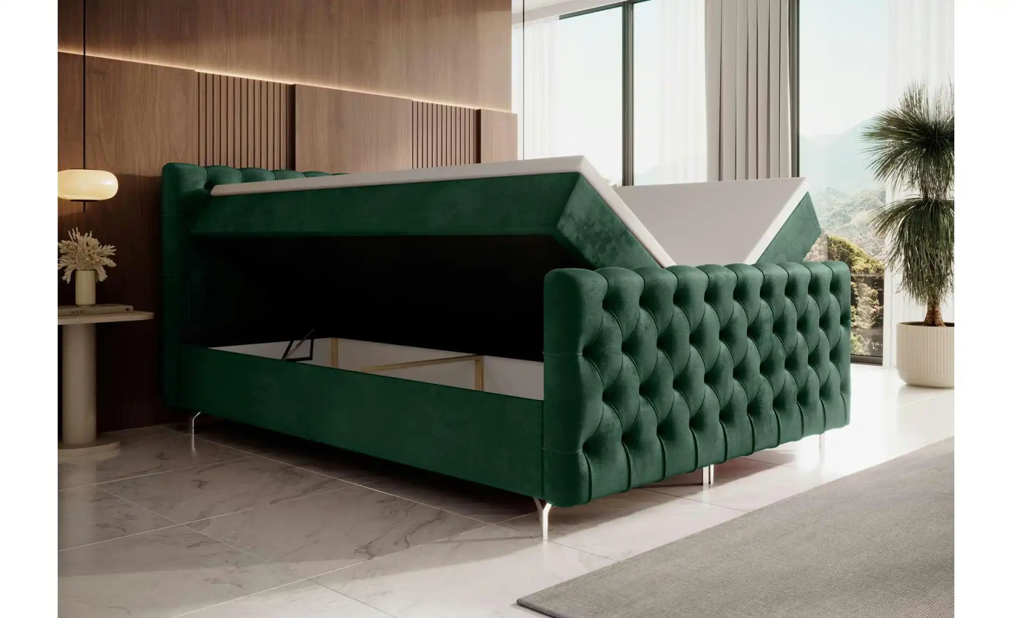 Thumbnail - Boxbett mit Stauraum Chester Plus ¦ grün ¦ Maße (cm): B: 200 H: 111 Betten > Komfortbetten - Höffner