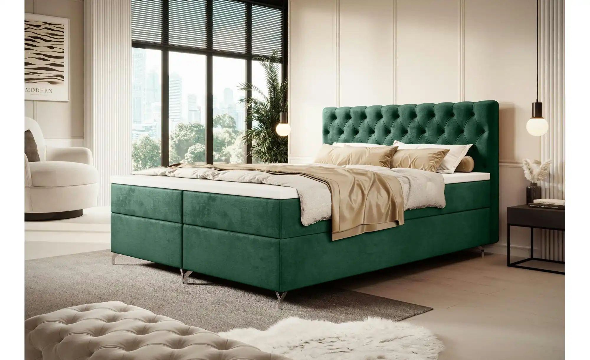 Thumbnail - Boxbett mit Stauraum Chester ¦ grün ¦ Maße (cm): B: 200 H: 111 Betten > Komfortbetten - Höffner