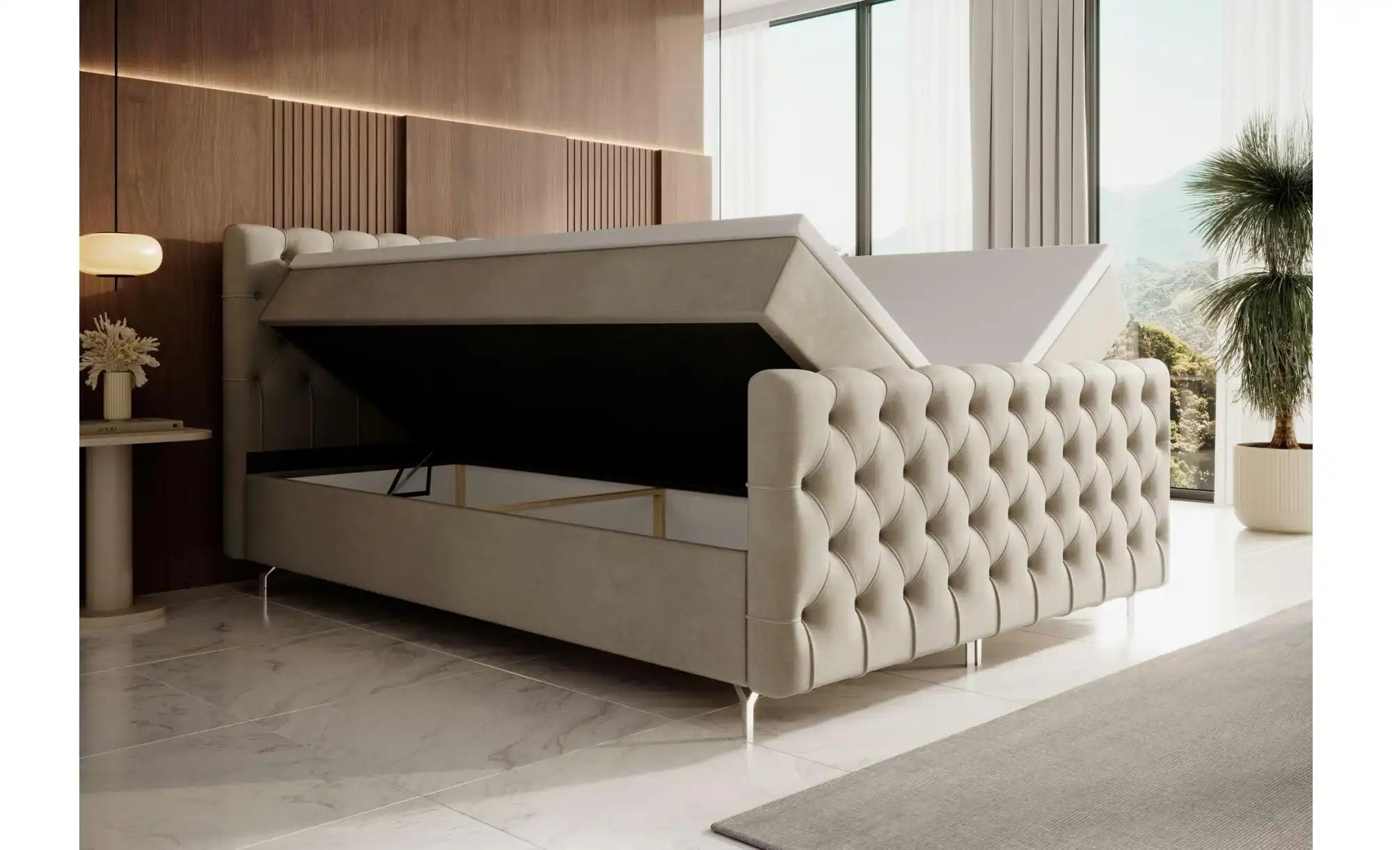 Boxbett mit Stauraum Chester ¦ creme ¦ Maße (cm): B: 160 H: 111 Betten > Ko günstig online kaufen