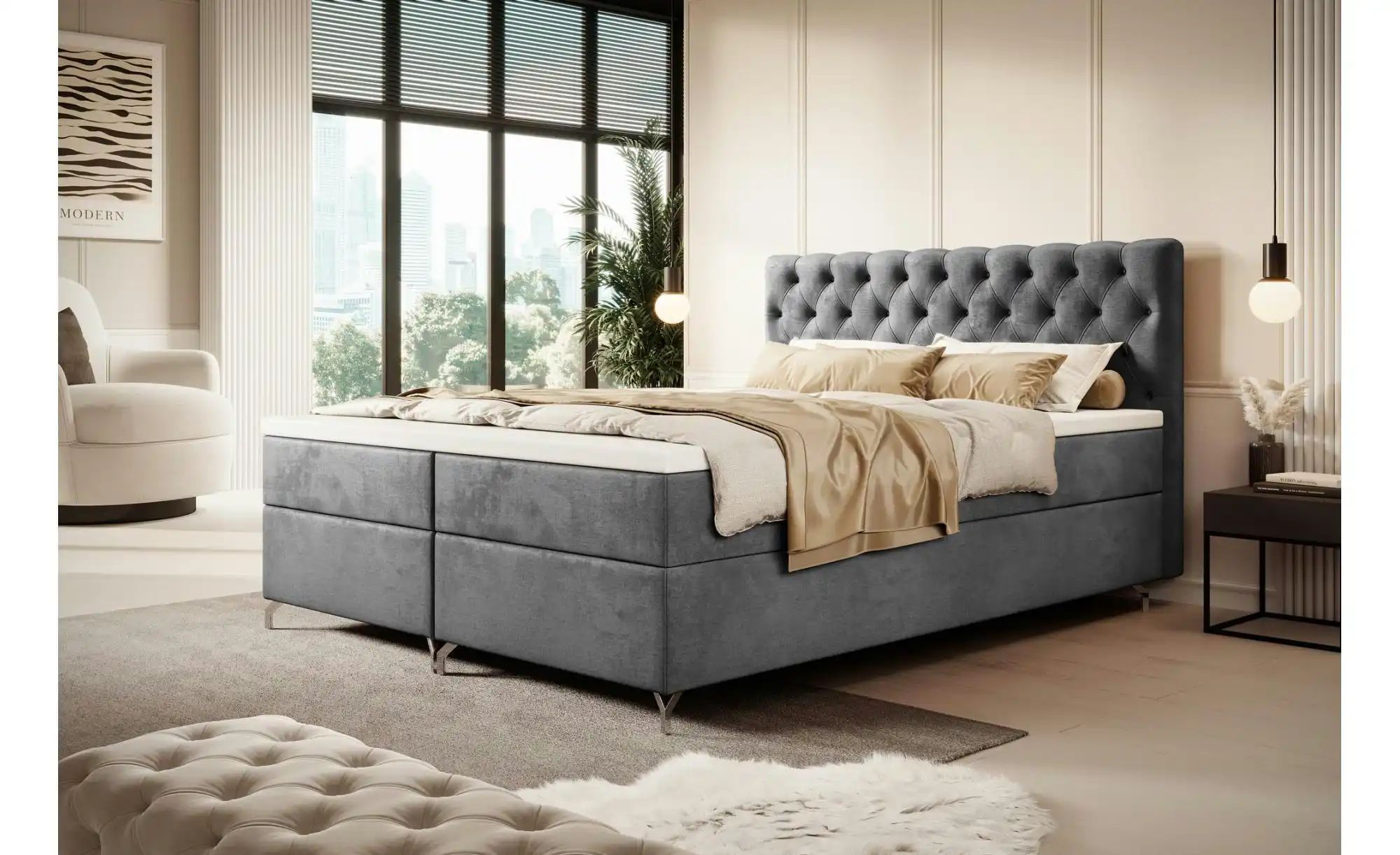 Boxbett   ¦ grau ¦ Maße (cm): B: 200 H: 111 Betten > Komfortbetten - Höffne günstig online kaufen