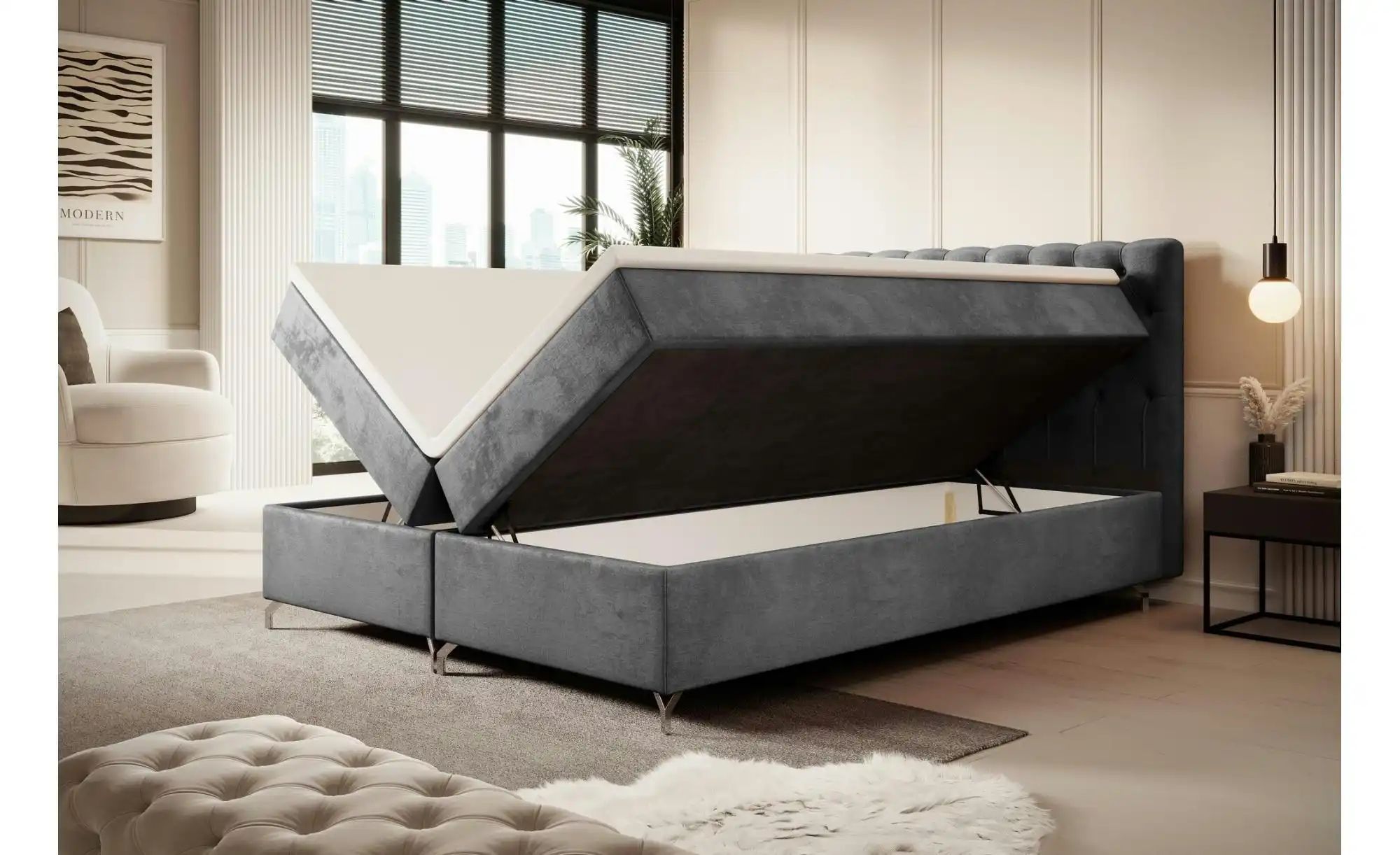 Thumbnail - Boxbett mit Stauraum Chester ¦ grau ¦ Maße (cm): B: 200 H: 111 Betten > Komfortbetten - Höffner