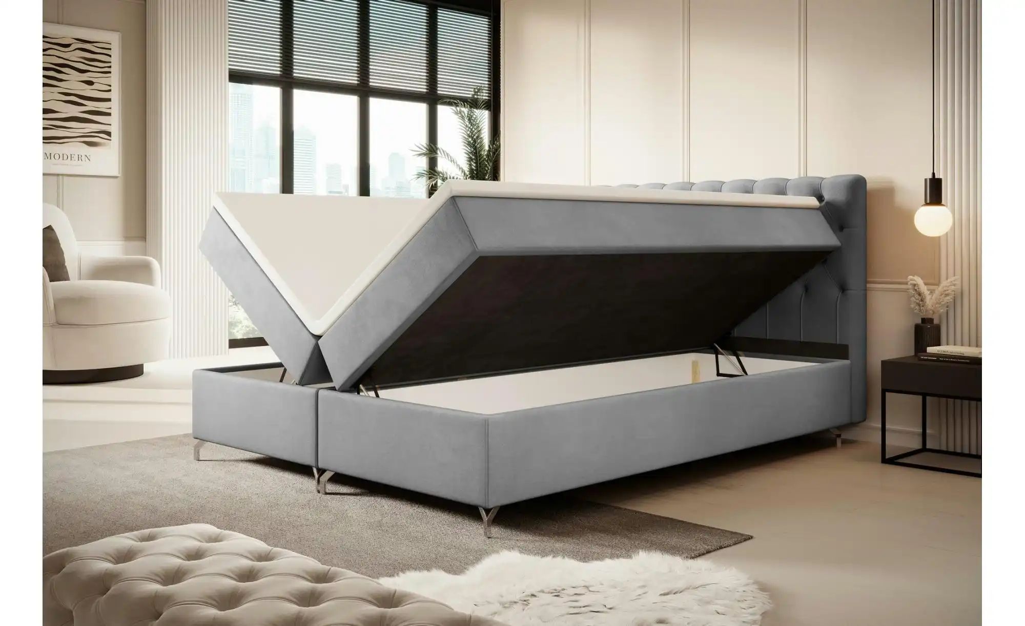 Thumbnail - Boxbett mit Stauraum Chester ¦ grau ¦ Maße (cm): B: 180 H: 111 Betten > Komfortbetten - Höffner