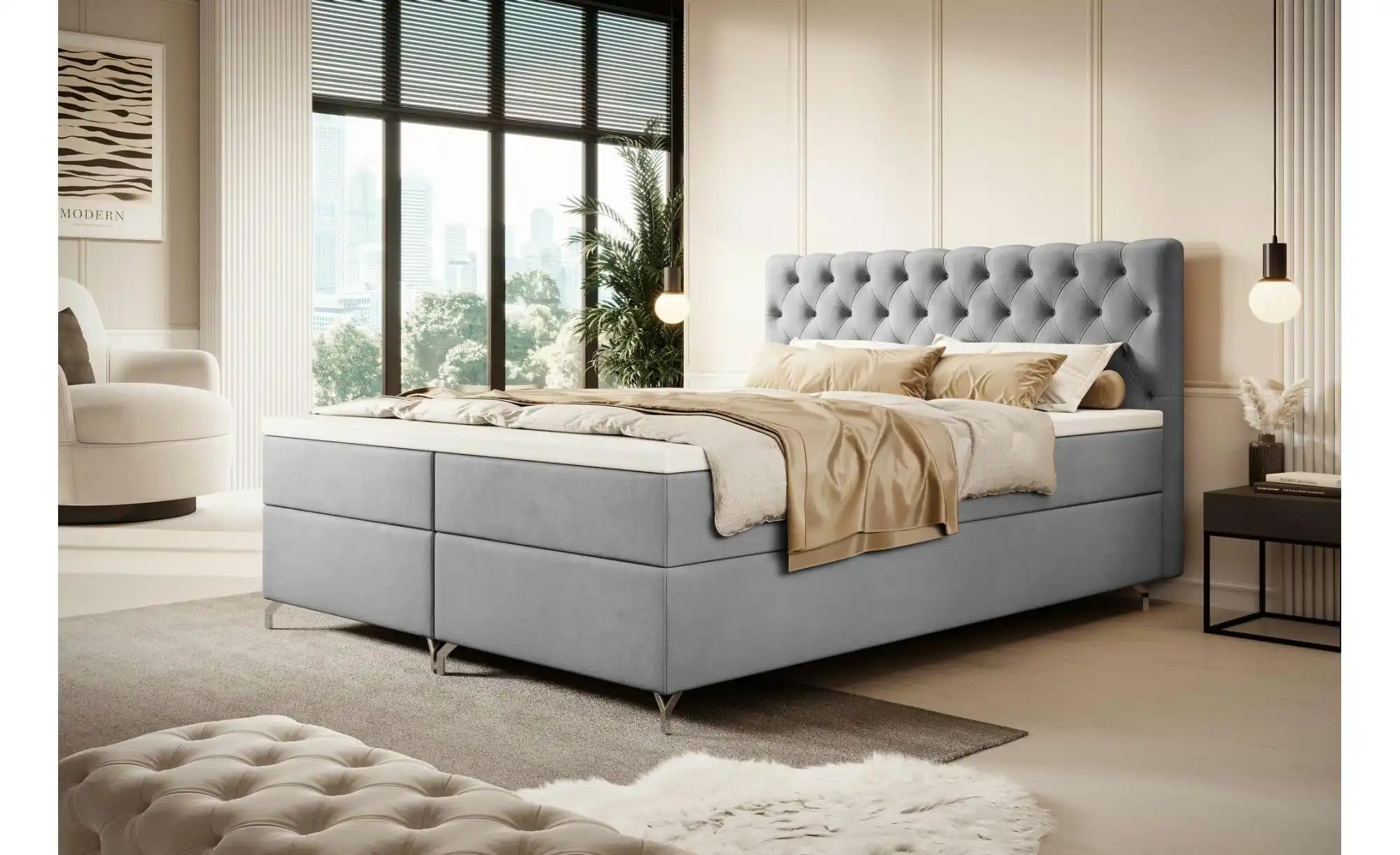 Thumbnail - Boxbett mit Stauraum Chester ¦ grau ¦ Maße (cm): B: 180 H: 111 Betten > Komfortbetten - Höffner