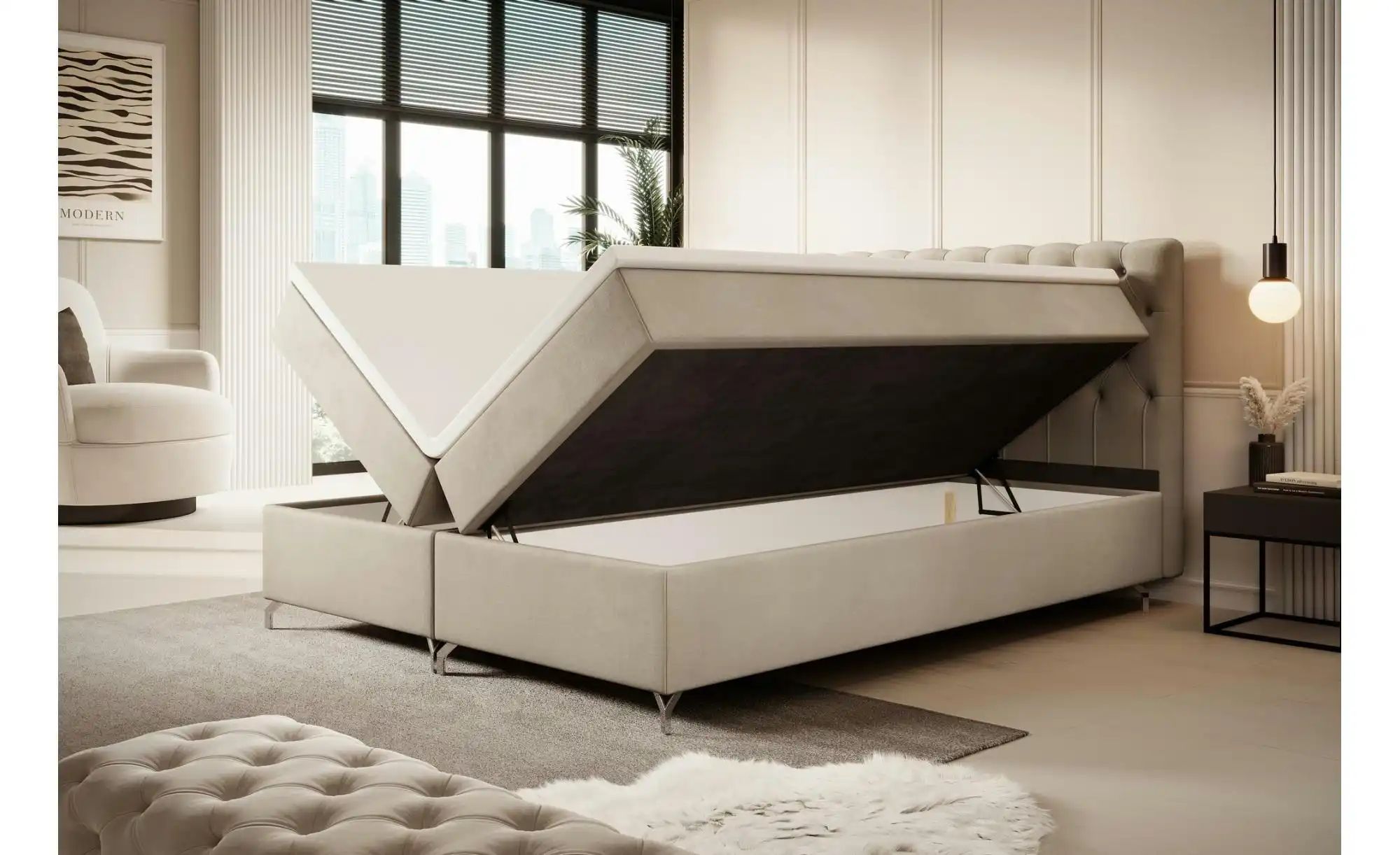 Boxbett mit Stauraum Chester ¦ creme ¦ Maße (cm): B: 160 H: 111 Betten > Ko günstig online kaufen