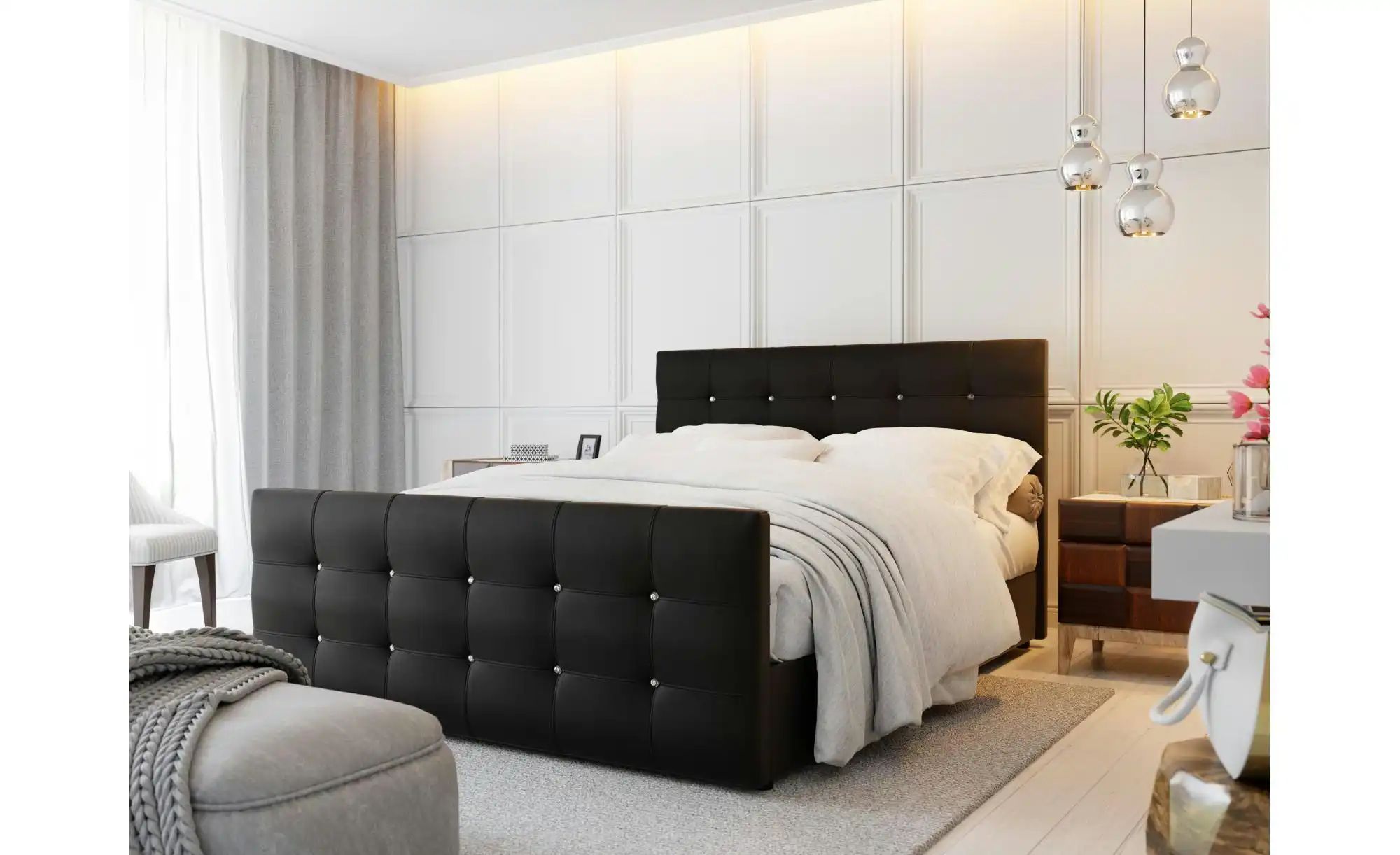 Thumbnail - Boxbett Lederoptik mit Stauraum Kleo ¦ schwarz ¦ Maße (cm): B: 140 H: 105 Betten > Komfortbetten - Höffner