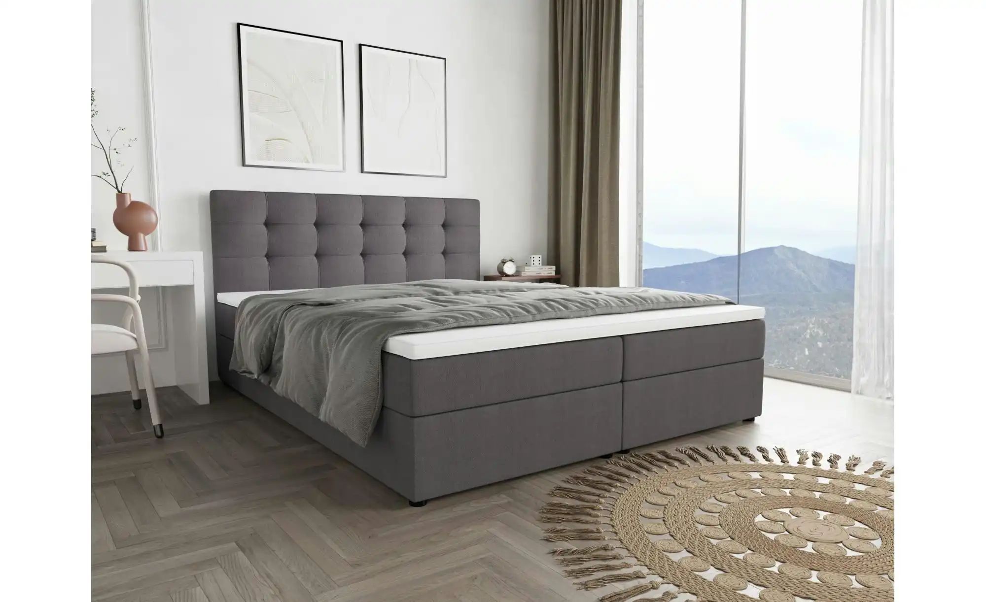 Boxbett mit Stauraum  Matratze H3 und Topper Fado 2 ¦ grau ¦ Maße (cm): B: günstig online kaufen