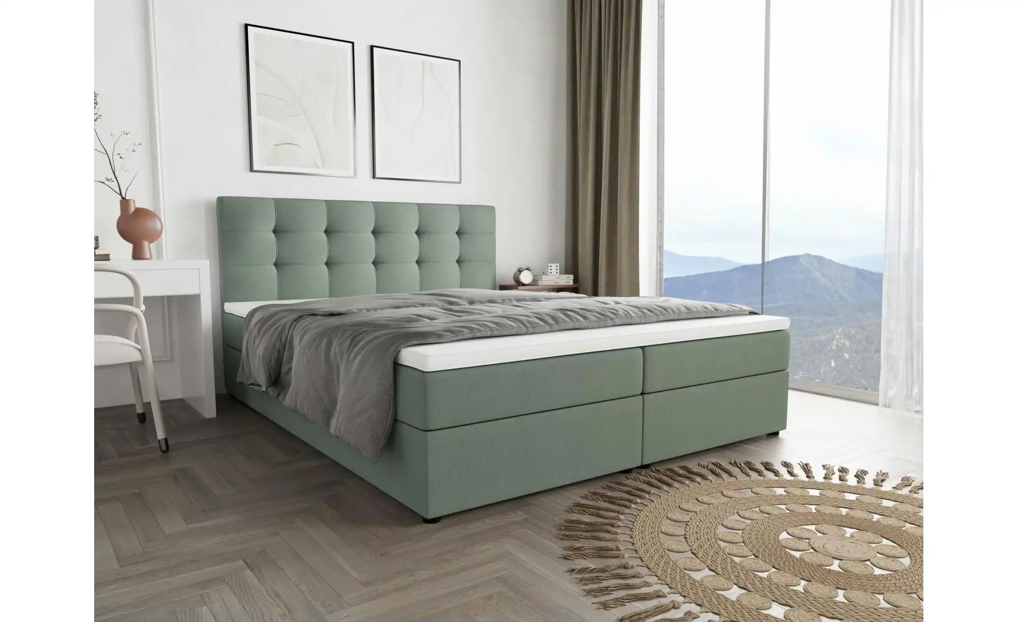 Thumbnail - Boxbett mit Stauraum  Matratze H3 und Topper Fado 2 ¦ grün ¦ Maße (cm): B: 140 H: 102 Betten > Komfortbetten - Höffner