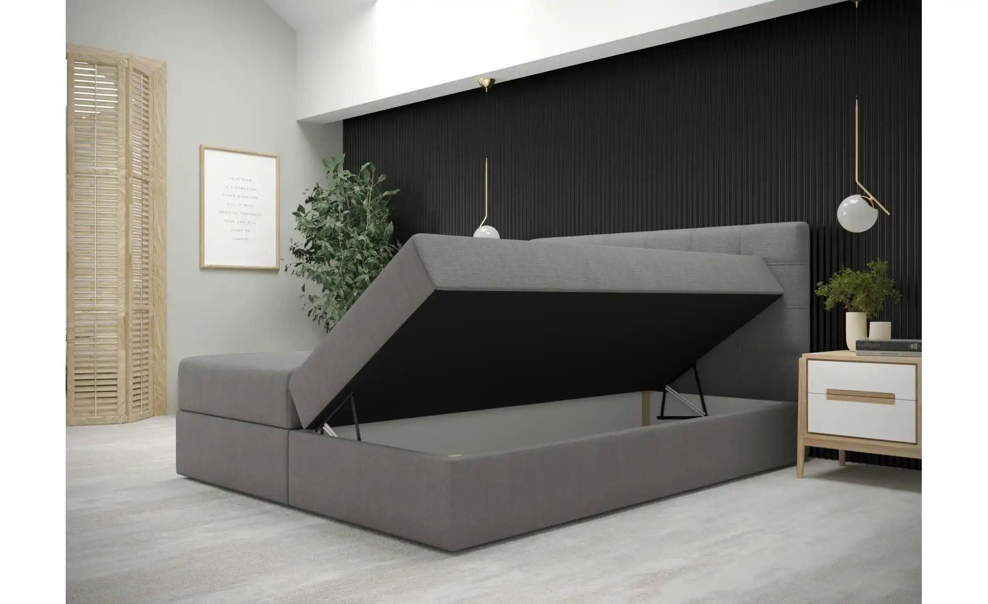 Thumbnail - Boxbett mit Stauraum  Matratze H3 und Topper Fado 2 ¦ grau ¦ Maße (cm): B: 160 H: 102 Betten > Komfortbetten - Höffner