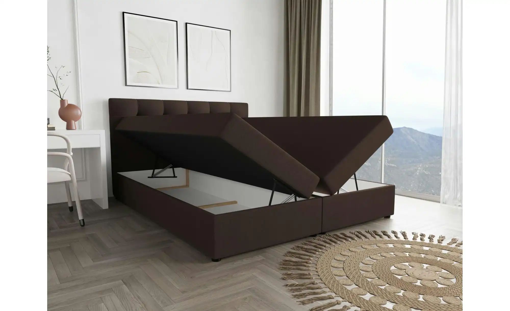 Thumbnail - Boxbett mit Stauraum  Matratze H3 und Topper Fado 2 ¦ braun ¦ Maße (cm): B: 160 H: 102 Betten > Komfortbetten - Höffner