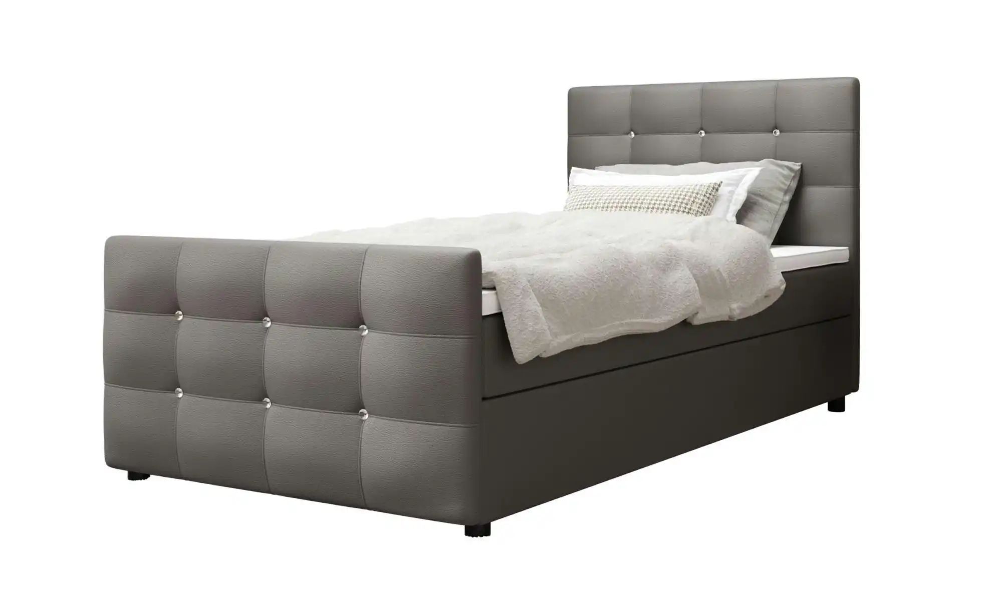 Boxbett mit Stauraum  Matratze H3 und Topper Kleo ¦ grau ¦ Maße (cm): B: 90 günstig online kaufen