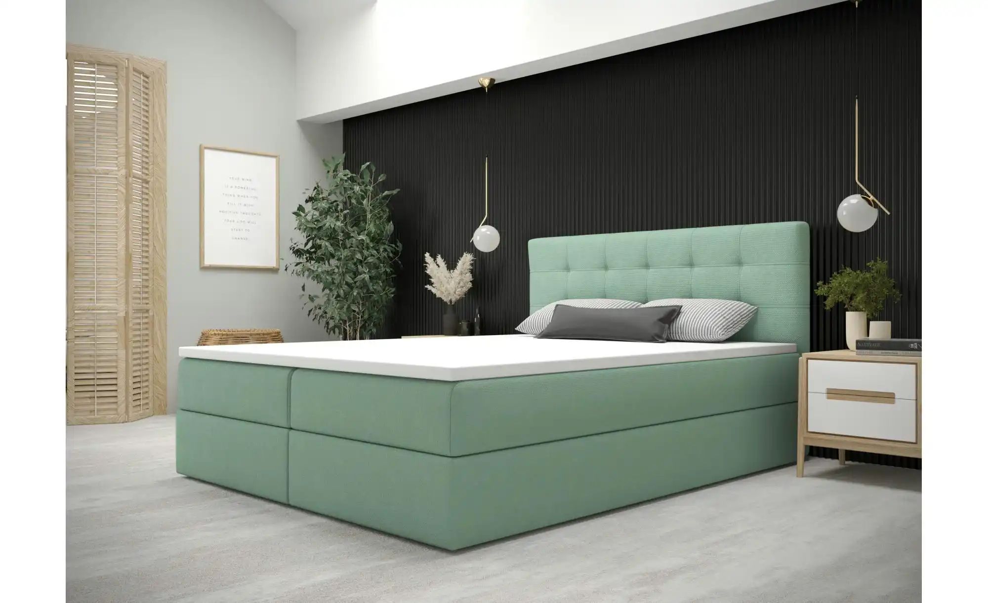 Thumbnail - Boxbett mit Stauraum  Matratze H3 und Topper Fado 2 ¦ grün ¦ Maße (cm): B: 180 H: 102 Betten > Komfortbetten - Höffner