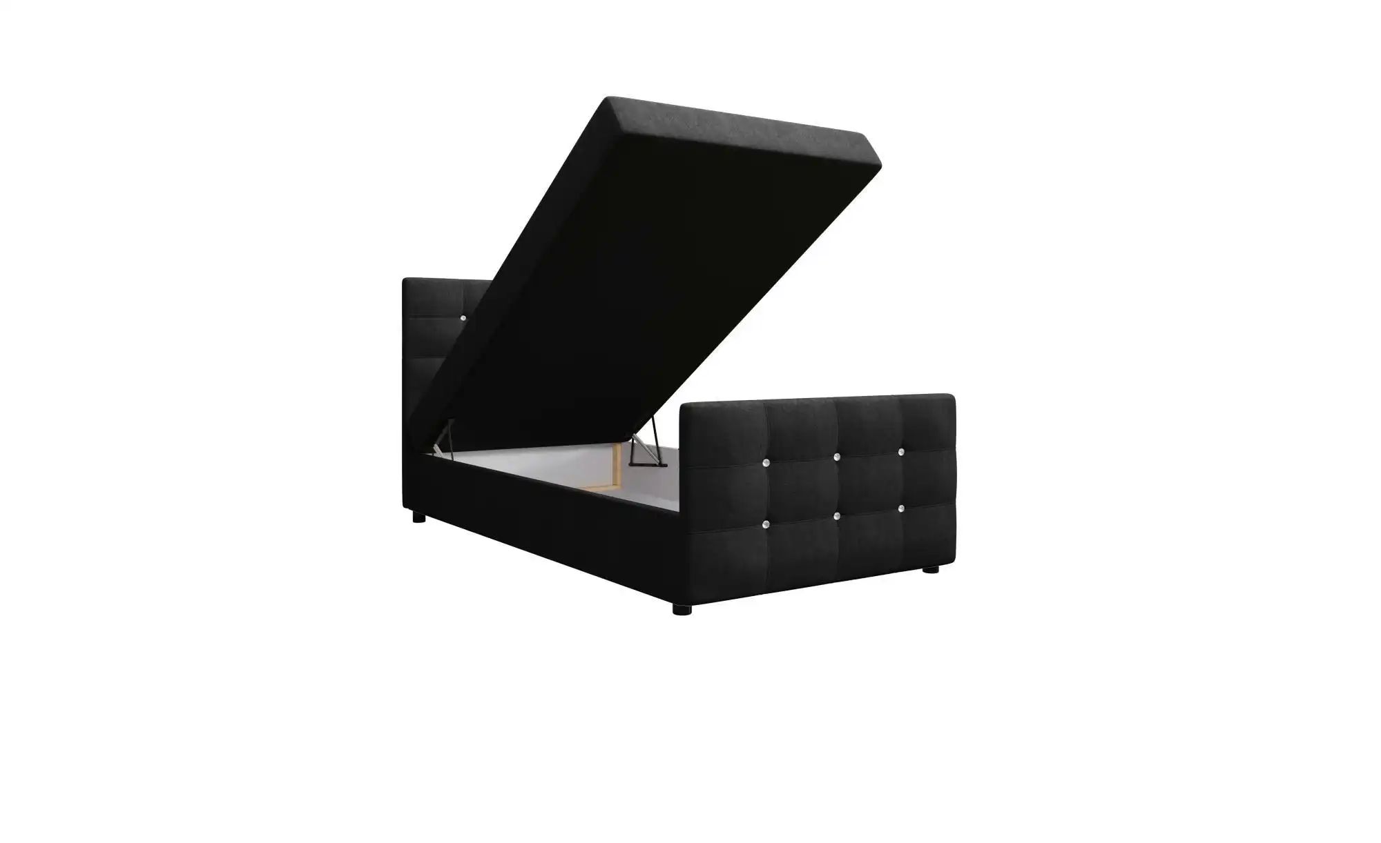 Boxbett mit Stauraum  Matratze H3 und Topper Kleo ¦ schwarz ¦ Maße (cm): B: günstig online kaufen