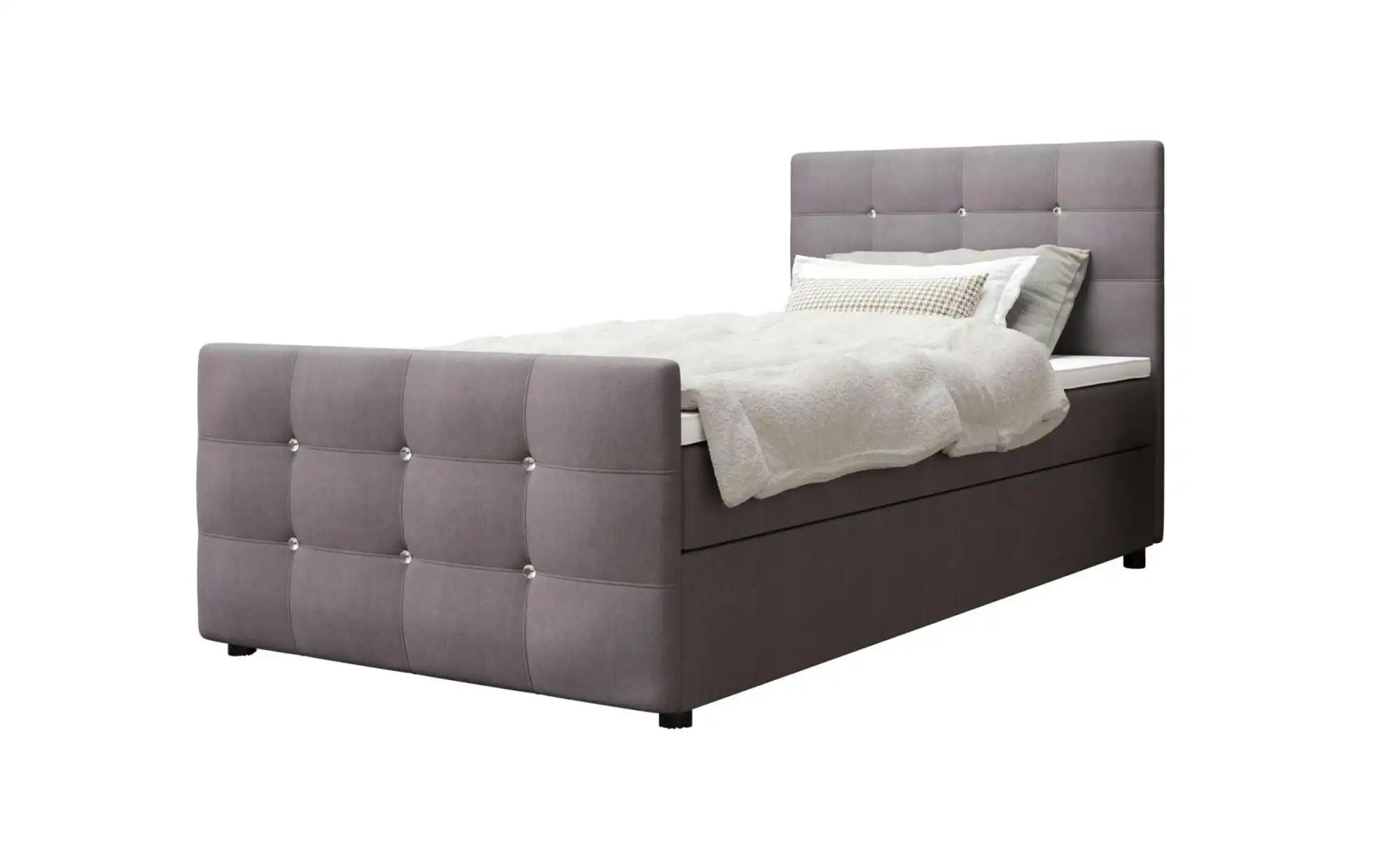 Boxbett mit Stauraum  Matratze H3 und Topper Kleo ¦ grau ¦ Maße (cm): B: 10 günstig online kaufen