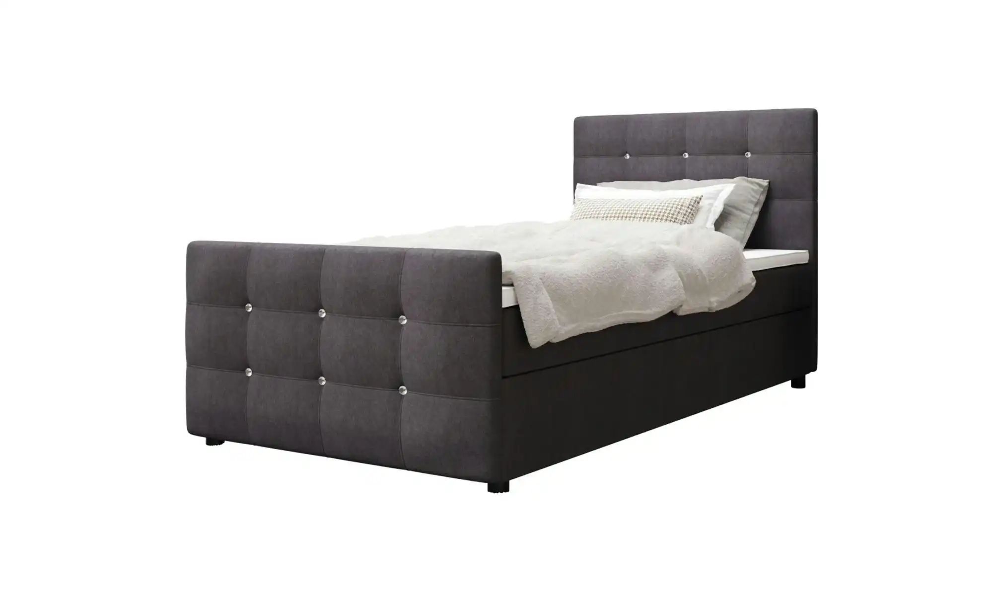 Boxbett mit Stauraum  Matratze H3 und Topper Kleo ¦ grau ¦ Maße (cm): B: 90 günstig online kaufen