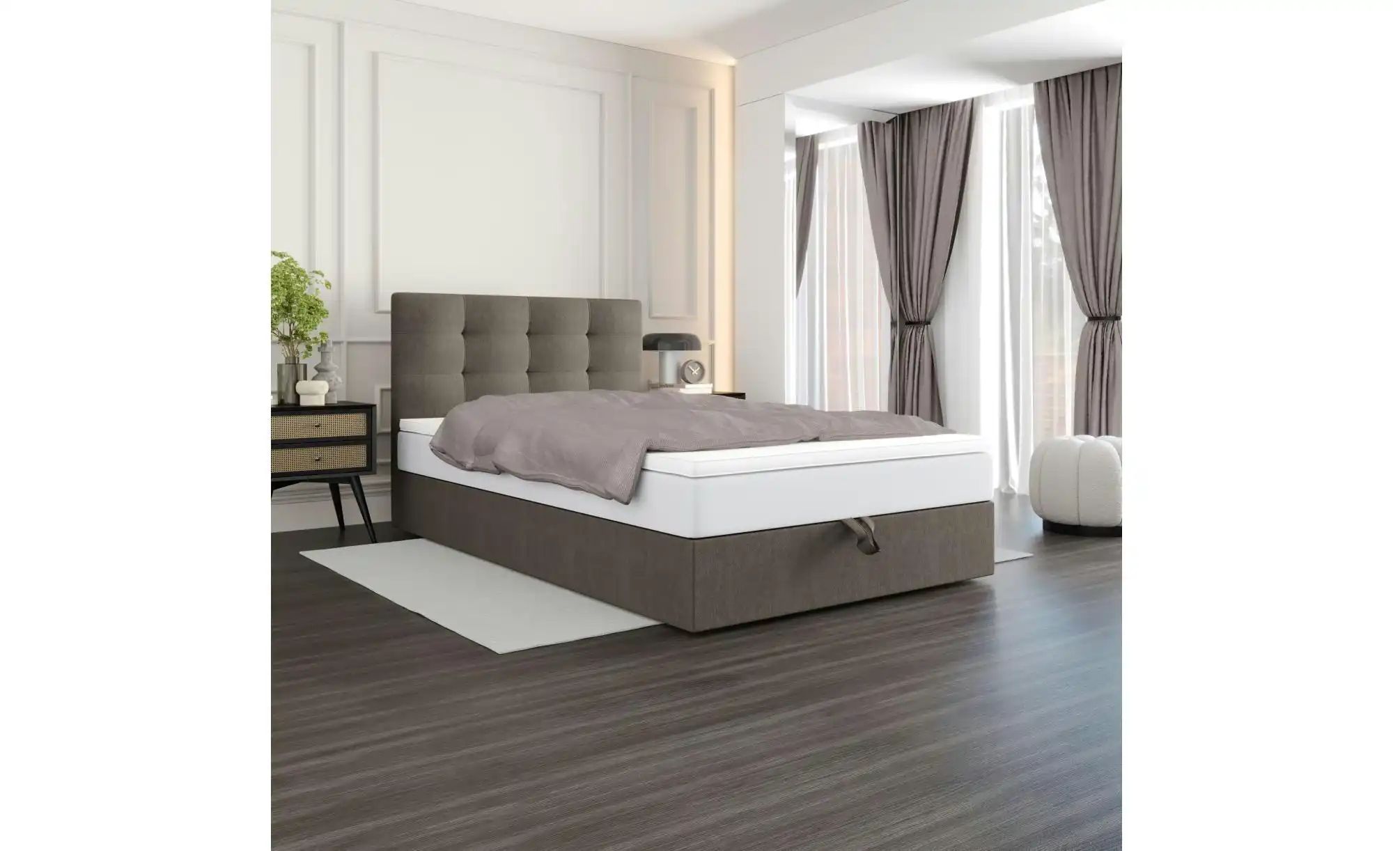 Thumbnail - Boxbett mit Stauraum Matratze H3 und Topper Duo ¦ braun ¦ Maße (cm): B: 90 H: 102 Betten > Komfortbetten - Höffner