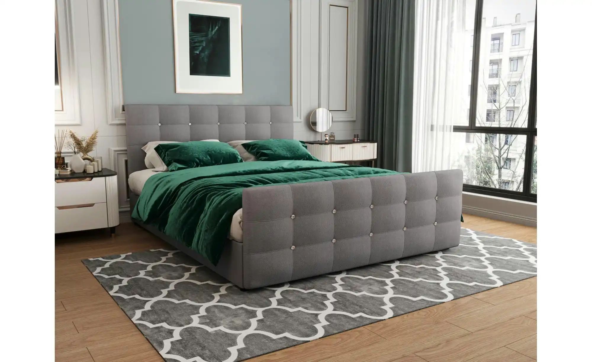 Thumbnail - Boxbett mit Stauraum und Topper Kleo ¦ grau ¦ Maße (cm): B: 180 H: 105 Betten > Komfortbetten - Höffner