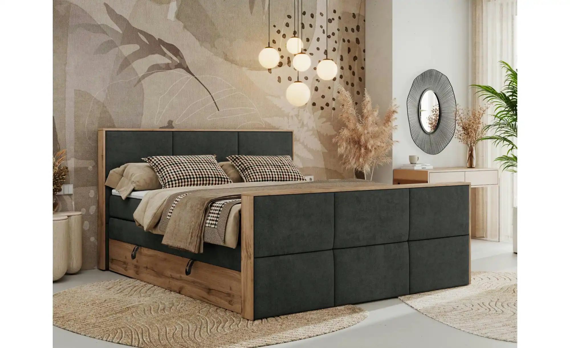 Thumbnail - Boxspringbett mit Bettkasten Albero 2 King Duo ¦ grau ¦ Maße (cm): B: 188 H: 113 Betten > Boxspringbetten - Höffner