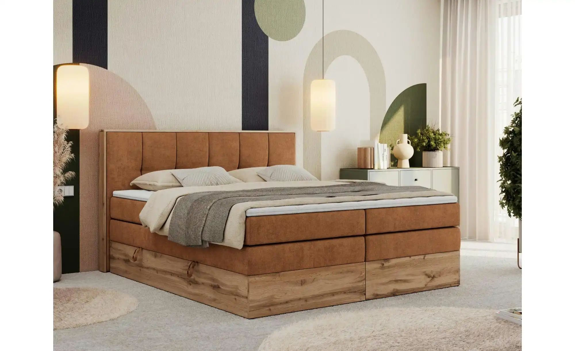 Thumbnail - Boxspringbett mit Bettkasten Albero 1 King ¦ orange ¦ Maße (cm): B: 188 H: 113 Betten > Boxspringbetten - Höffner