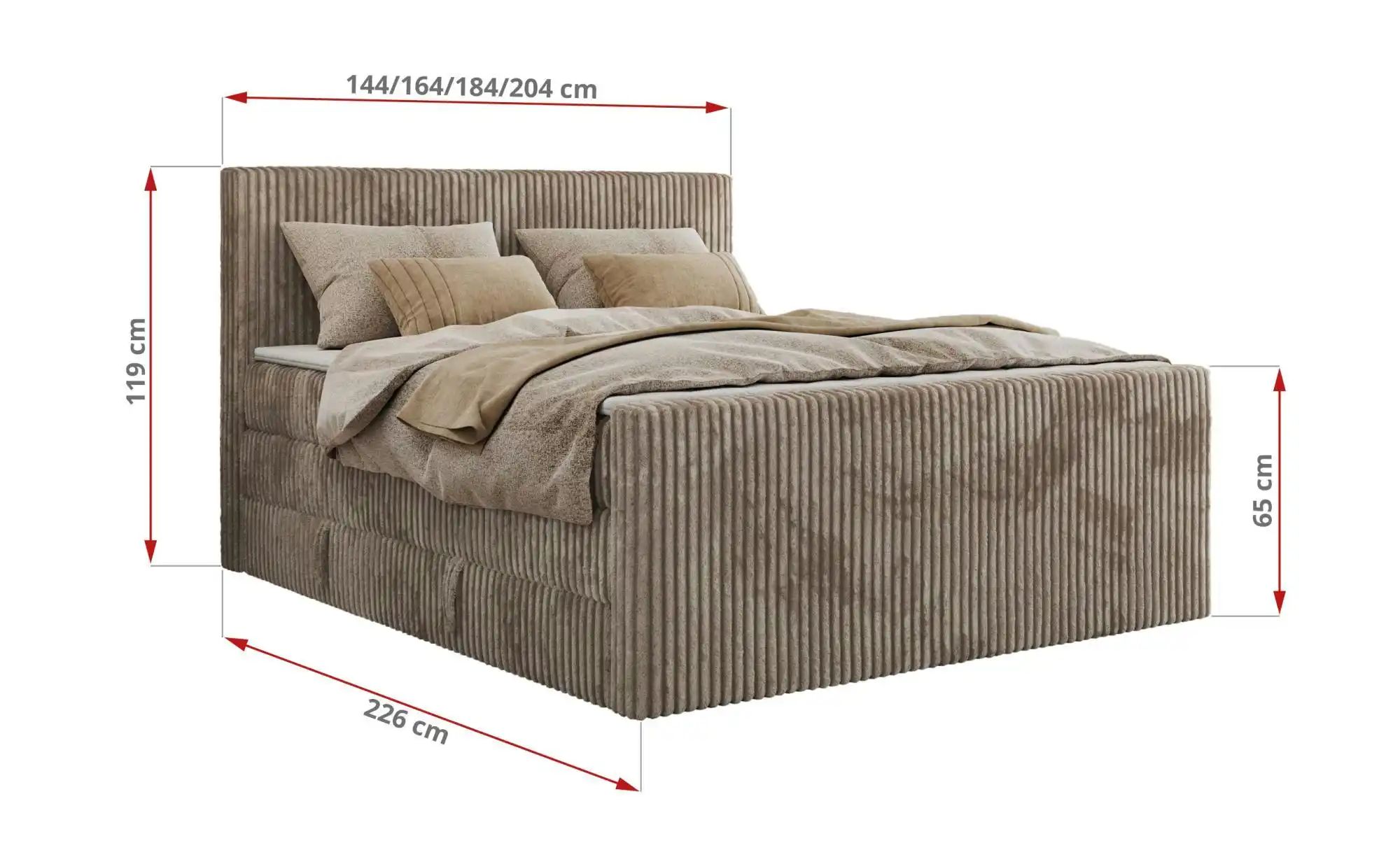 Boxspringbett mit Bettkasten Tiliano King Duo ¦ braun ¦ Maße (cm): B: 164 H günstig online kaufen