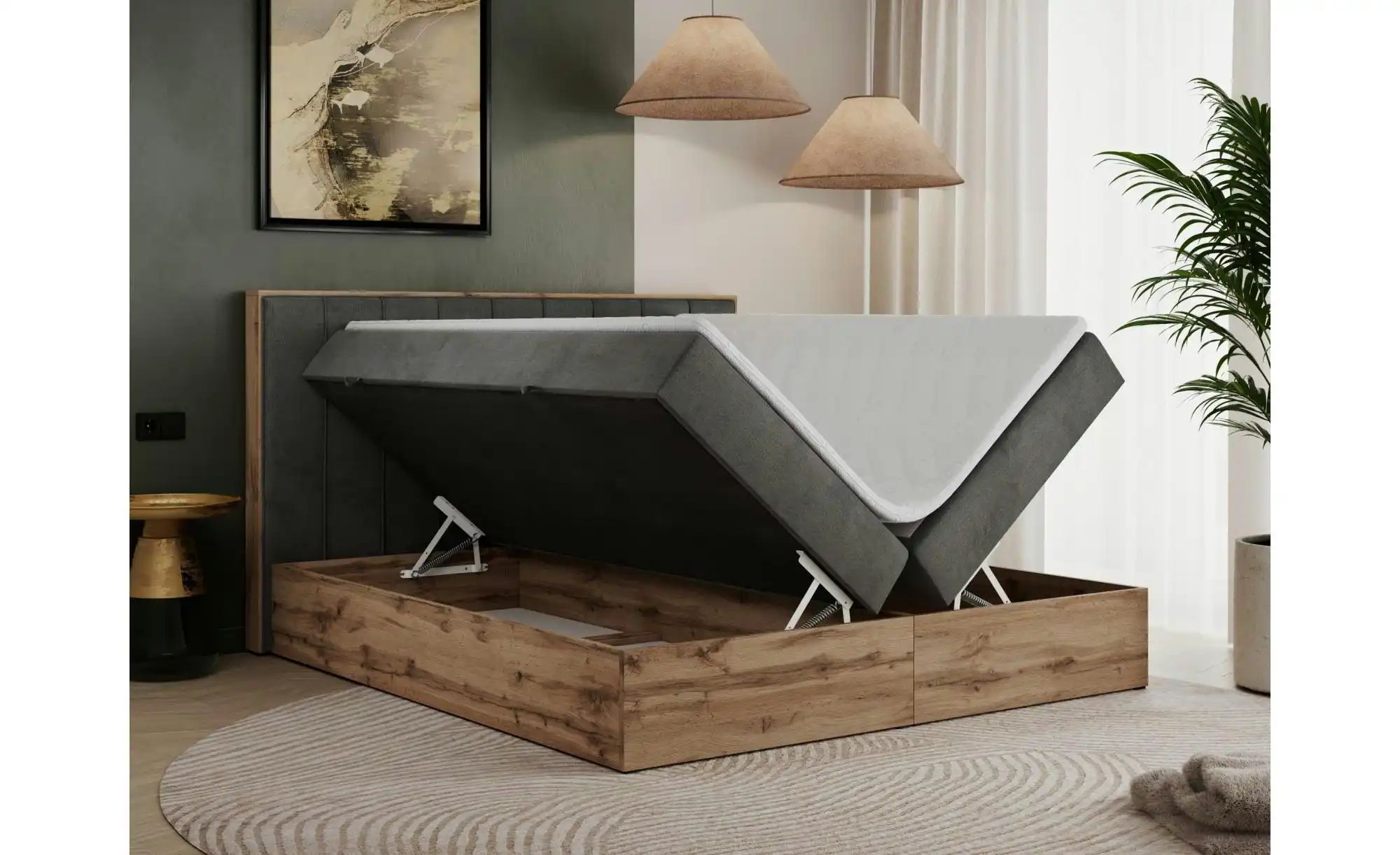 Boxbett mit Bettkasten Bellissimo ¦ grau ¦ Maße (cm): B: 168 H: 115 Betten günstig online kaufen