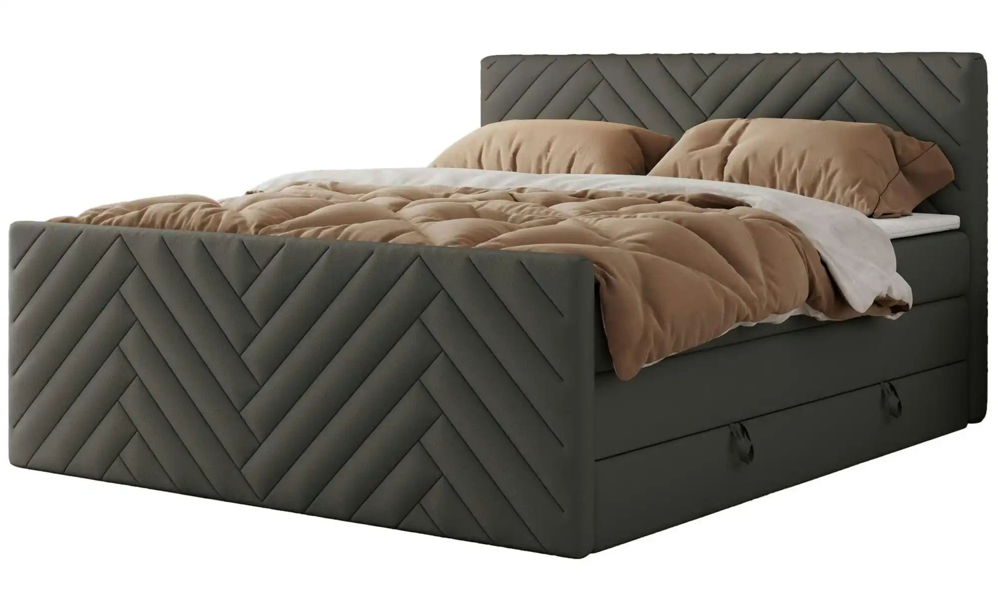 Boxspringbett mit Bettkasten Paris King Duo ¦ grau ¦ Maße (cm): B: 181 H: 1 günstig online kaufen