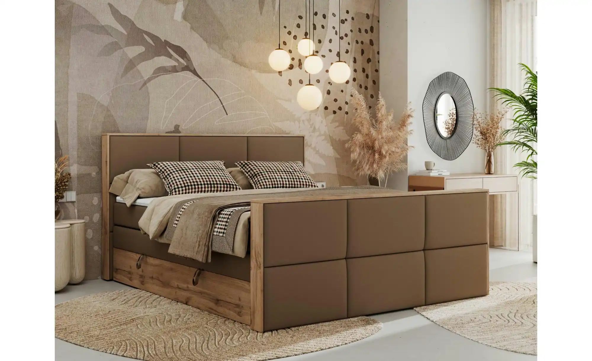 Thumbnail - Boxspringbett mit Bettkasten Albero 2 King Duo ¦ braun ¦ Maße (cm): B: 168 H: 113 Betten > Boxspringbetten - Höffner