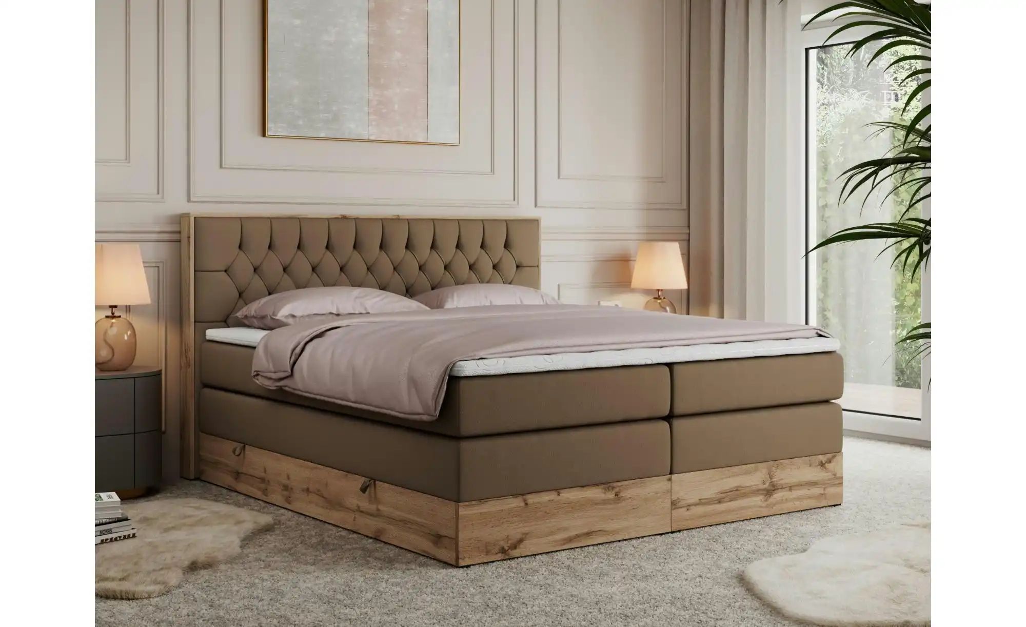 Thumbnail - Boxspringbett mit Bettkasten Amore King ¦ braun ¦ Maße (cm): B: 148 H: 115 Betten > Boxspringbetten - Höffner
