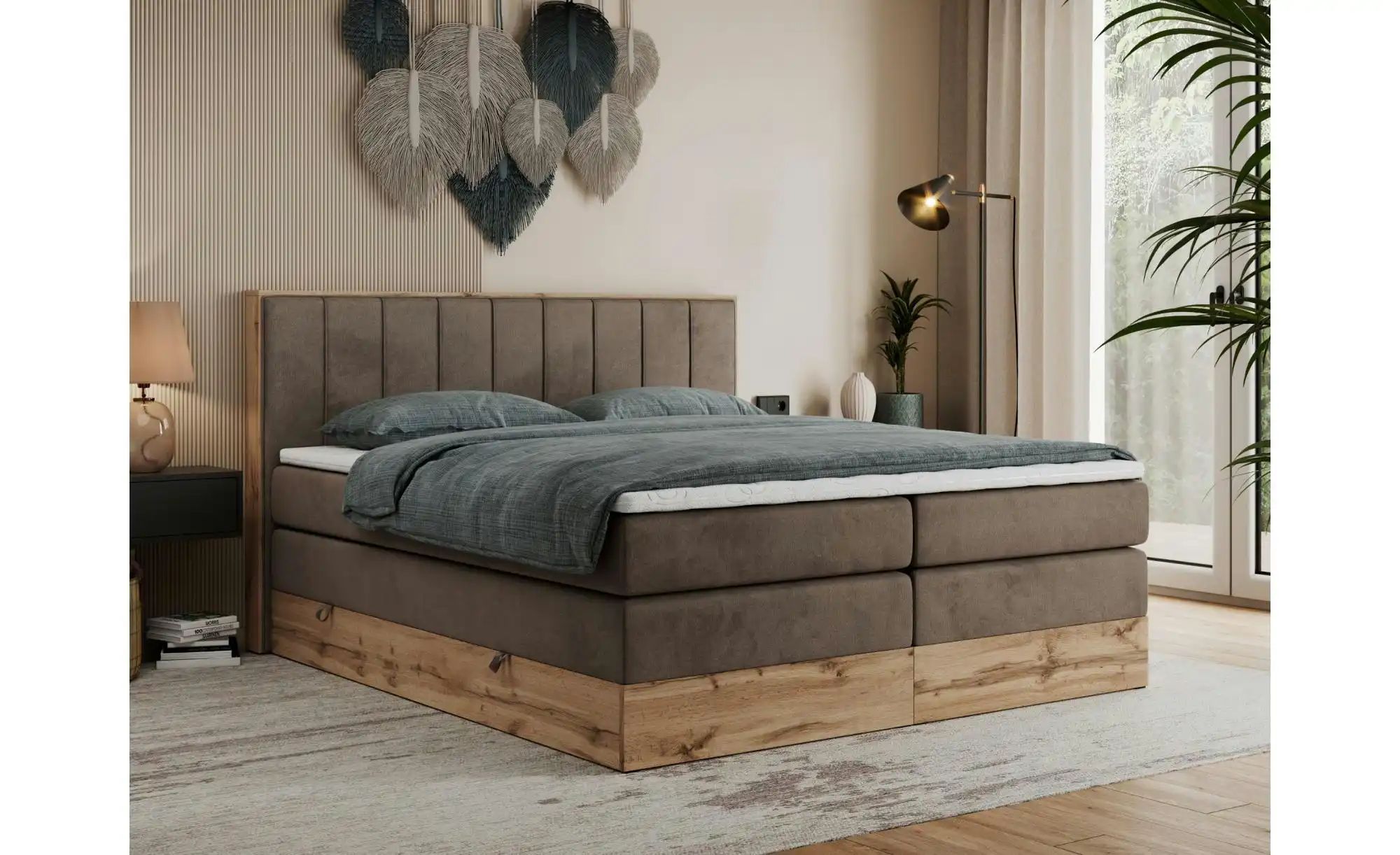 Boxspringbett mit Bettkasten Bellissimo King ¦ braun ¦ Maße (cm): B: 208 H: günstig online kaufen