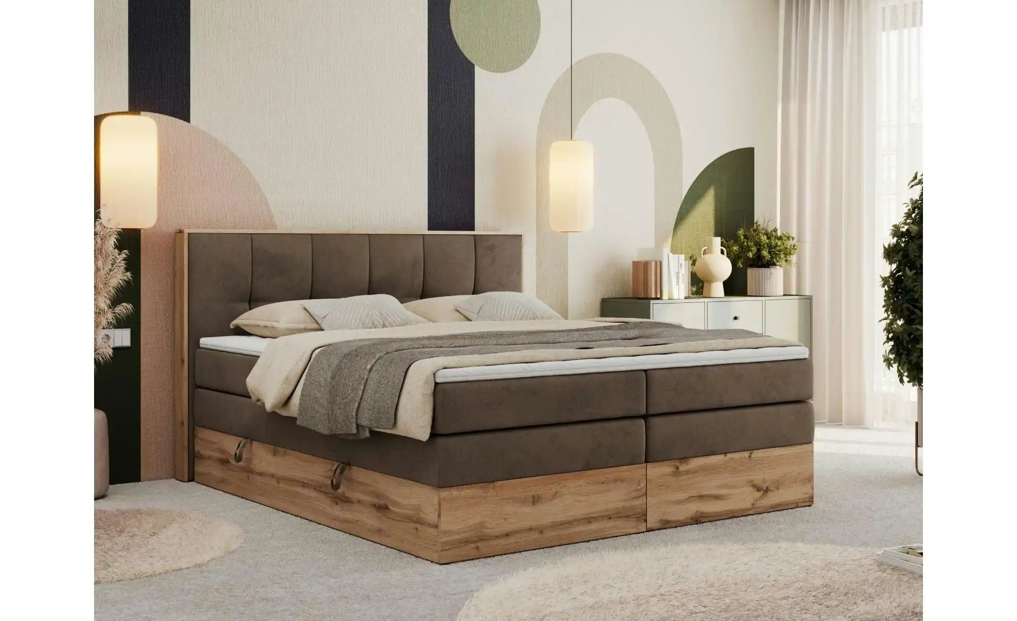 Thumbnail - Boxspringbett mit Bettkasten Albero 1 King ¦ braun ¦ Maße (cm): B: 208 H: 113 Betten > Boxspringbetten - Höffner