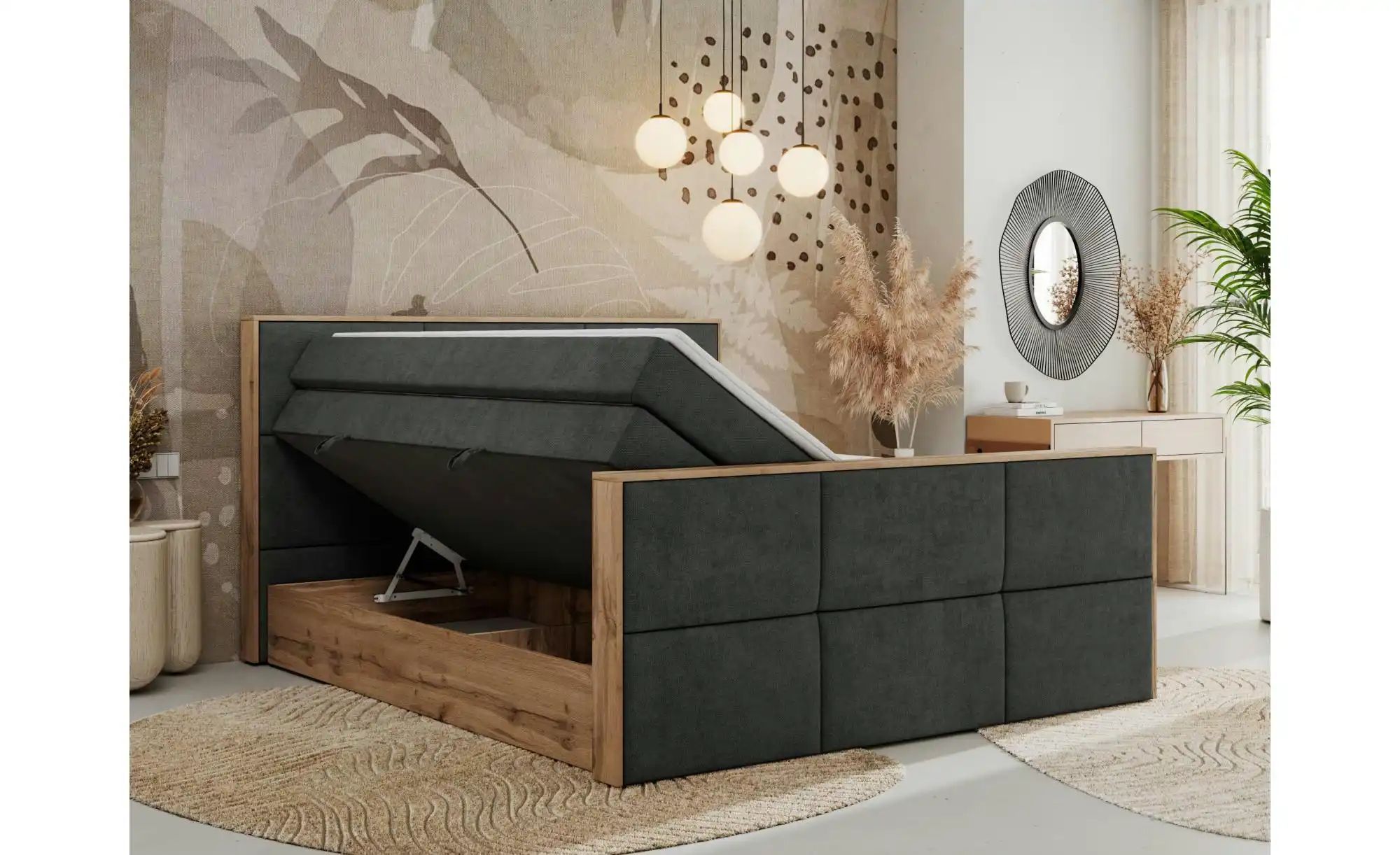 Boxspringbett mit Bettkasten Albero 2 King Duo ¦ grau ¦ Maße (cm): B: 128 H günstig online kaufen