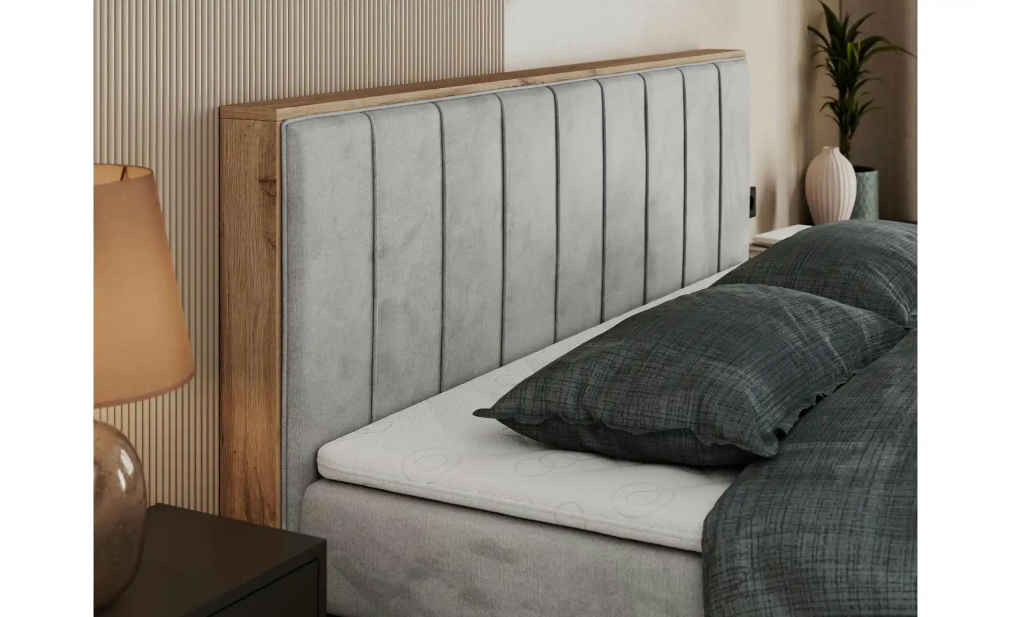 Thumbnail - Boxspringbett mit Bettkasten Bellissimo King ¦ grau ¦ Maße (cm): B: 168 H: 115 Betten > Boxspringbetten - Höffner