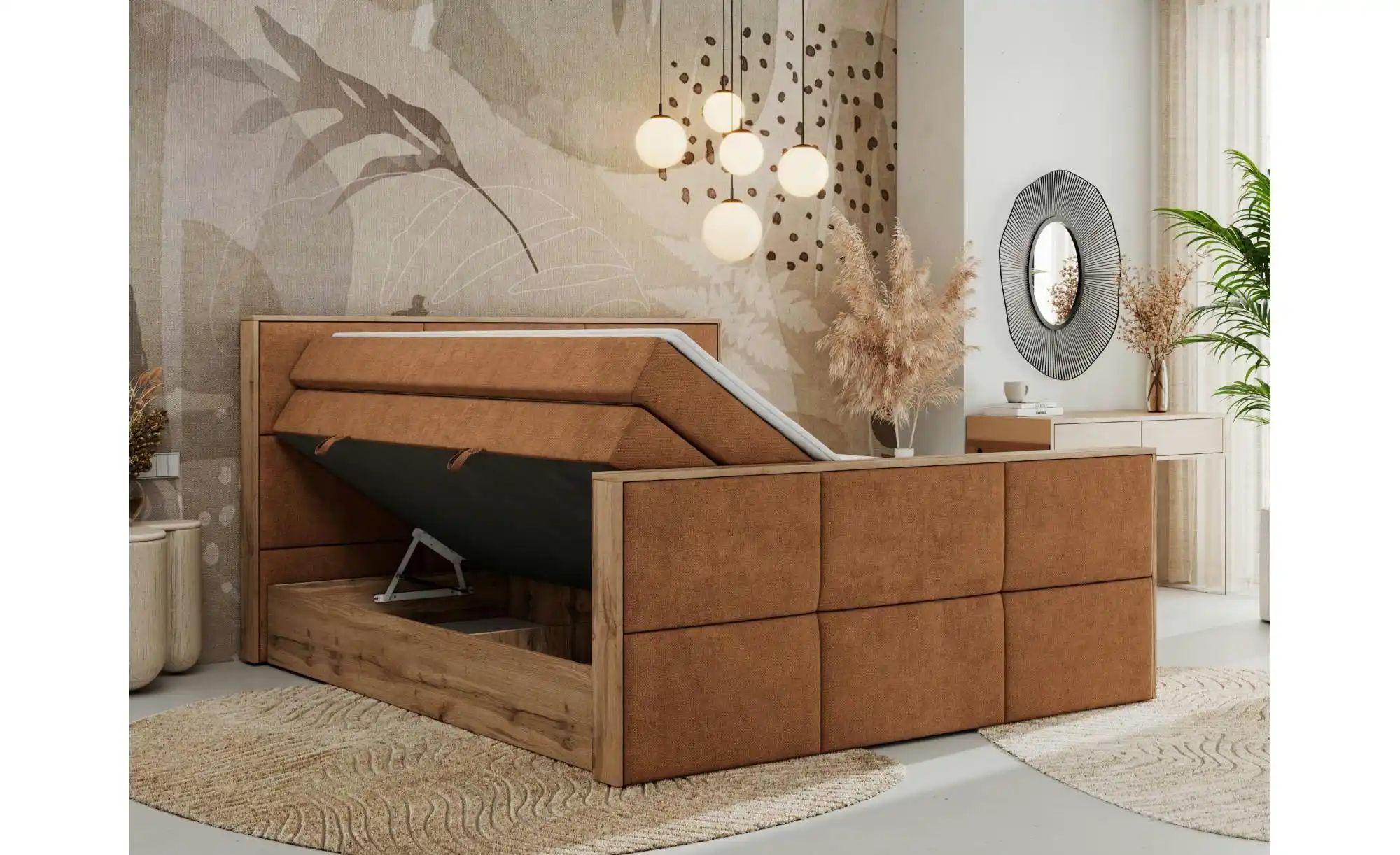 Boxspringbett mit Bettkasten Albero 2 King Duo ¦ orange ¦ Maße (cm): B: 188 günstig online kaufen