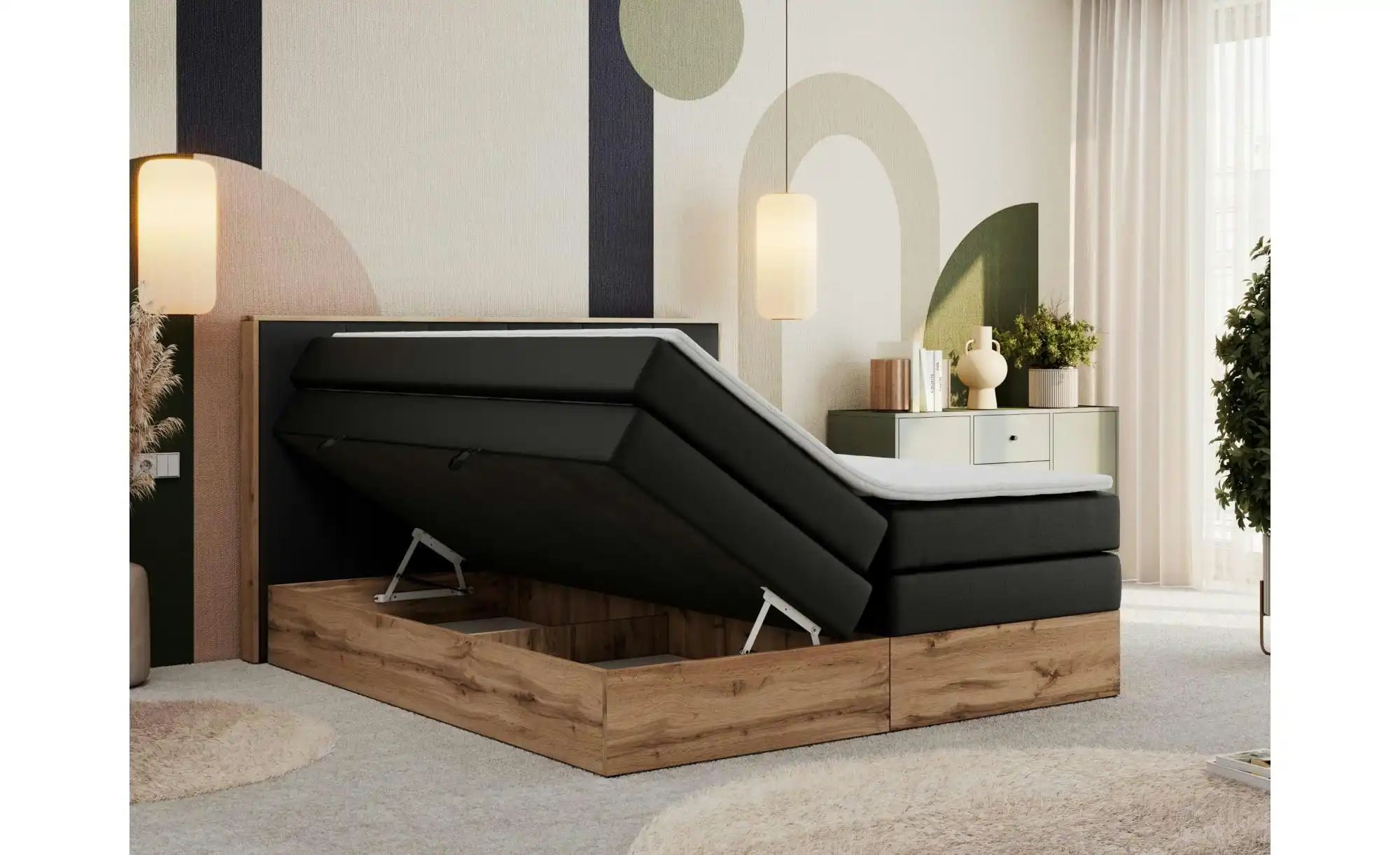 Boxspringbett mit Bettkasten Albero 1 King ¦ schwarz ¦ Maße (cm): B: 188 H: günstig online kaufen